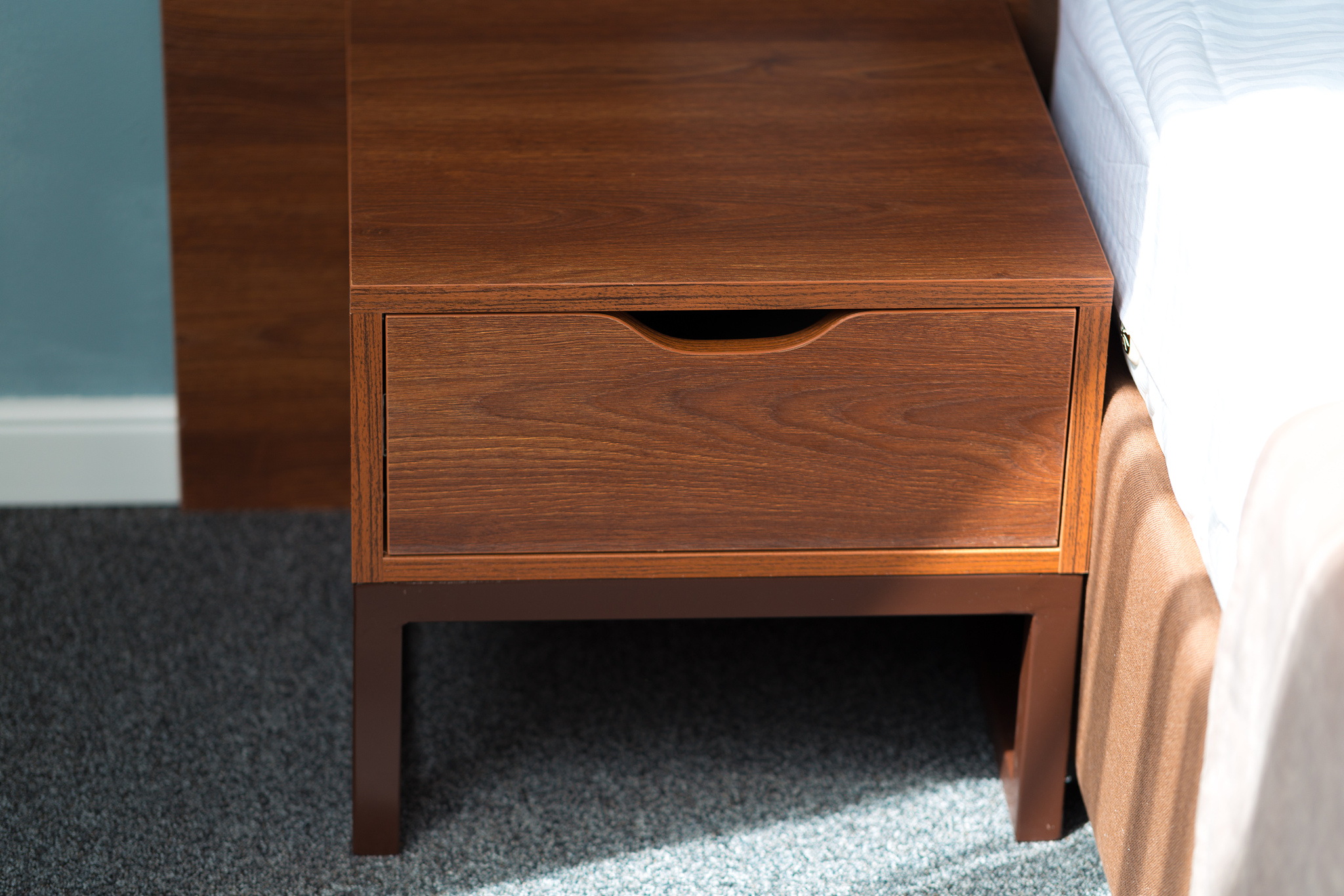 wood bedside table. modern designer