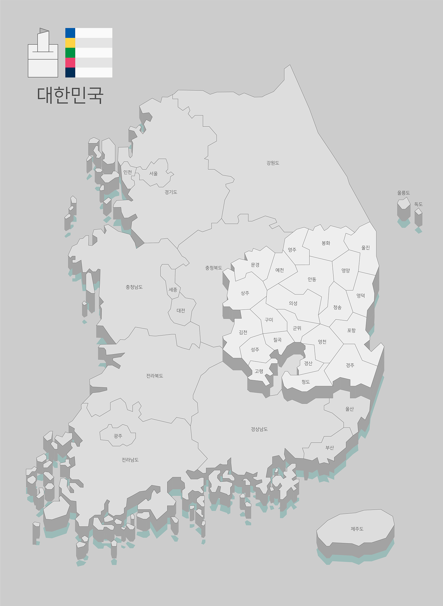 local map of south korea line vector illustration 023