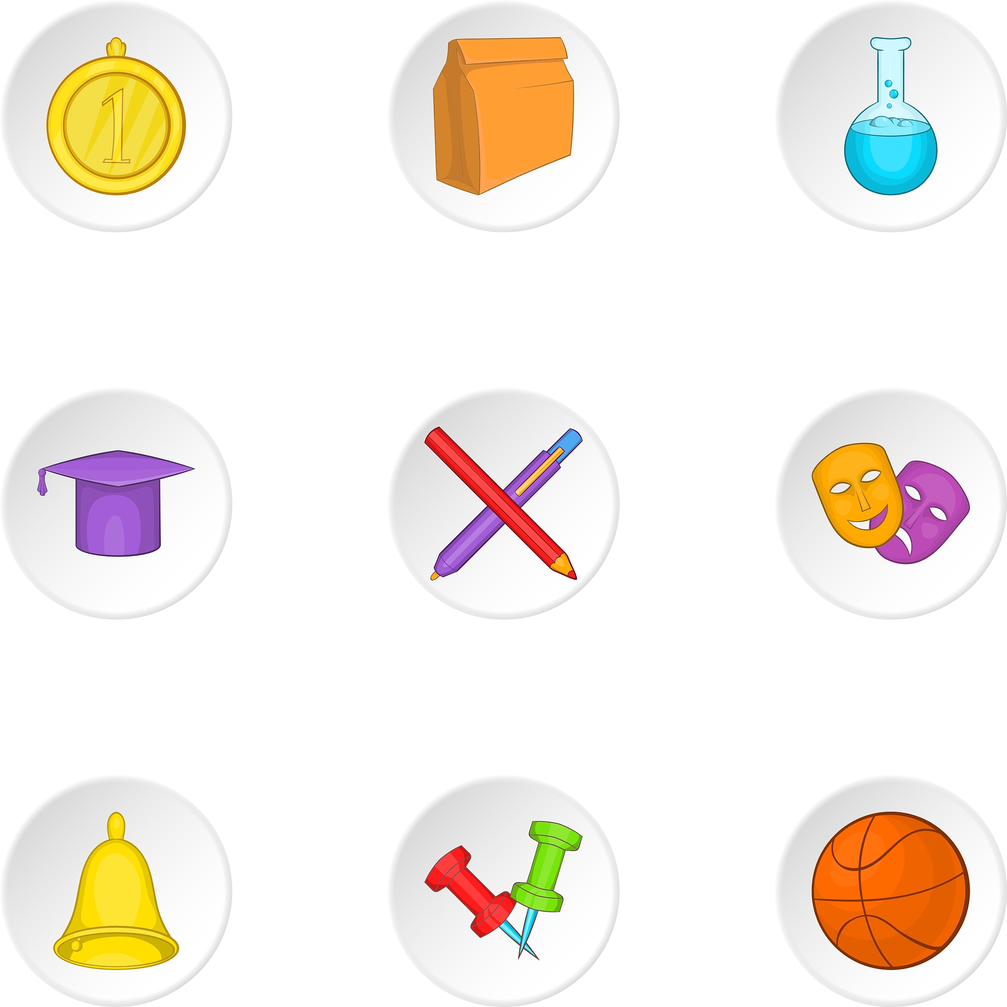 education icons set cartoon style