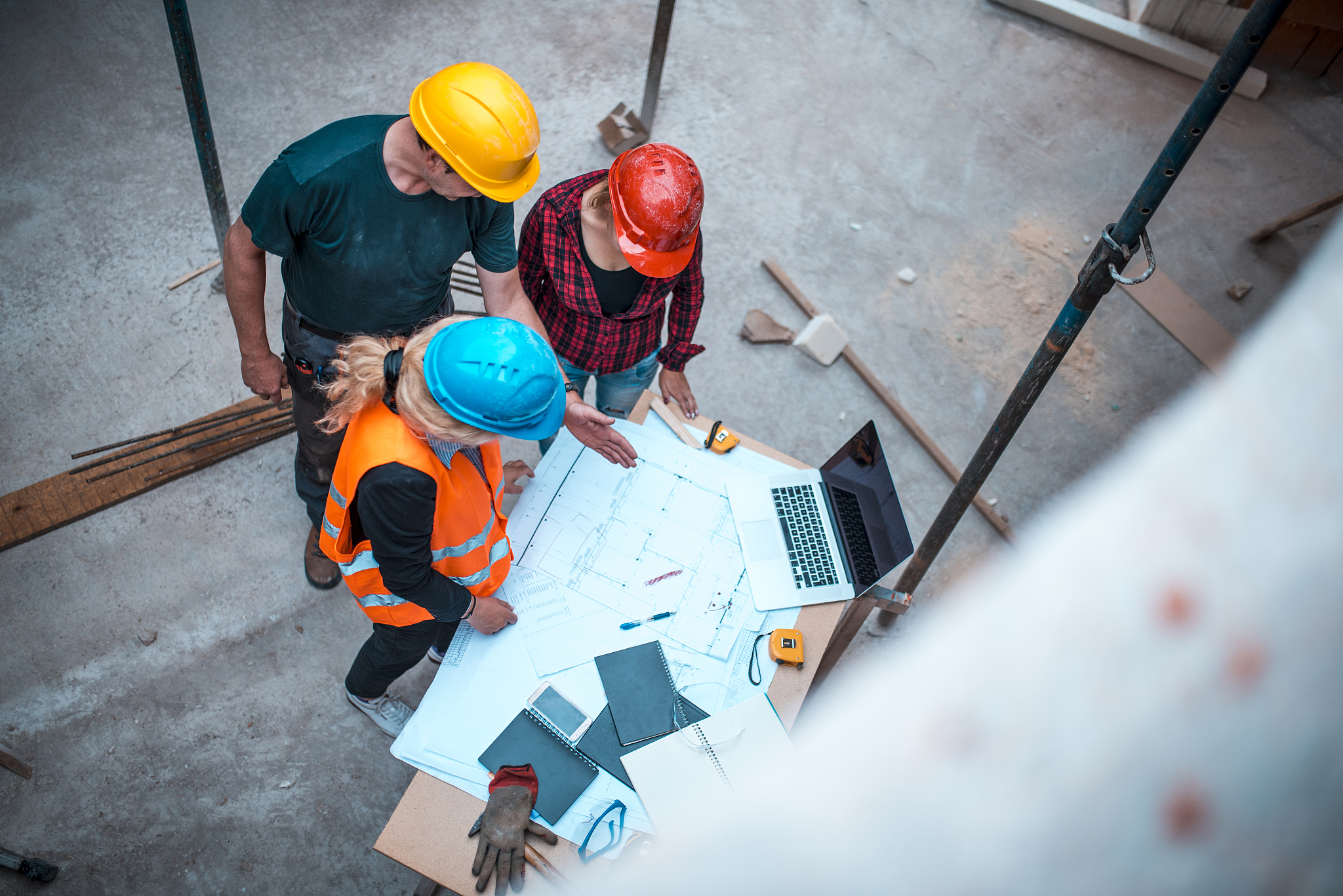 working on construction site