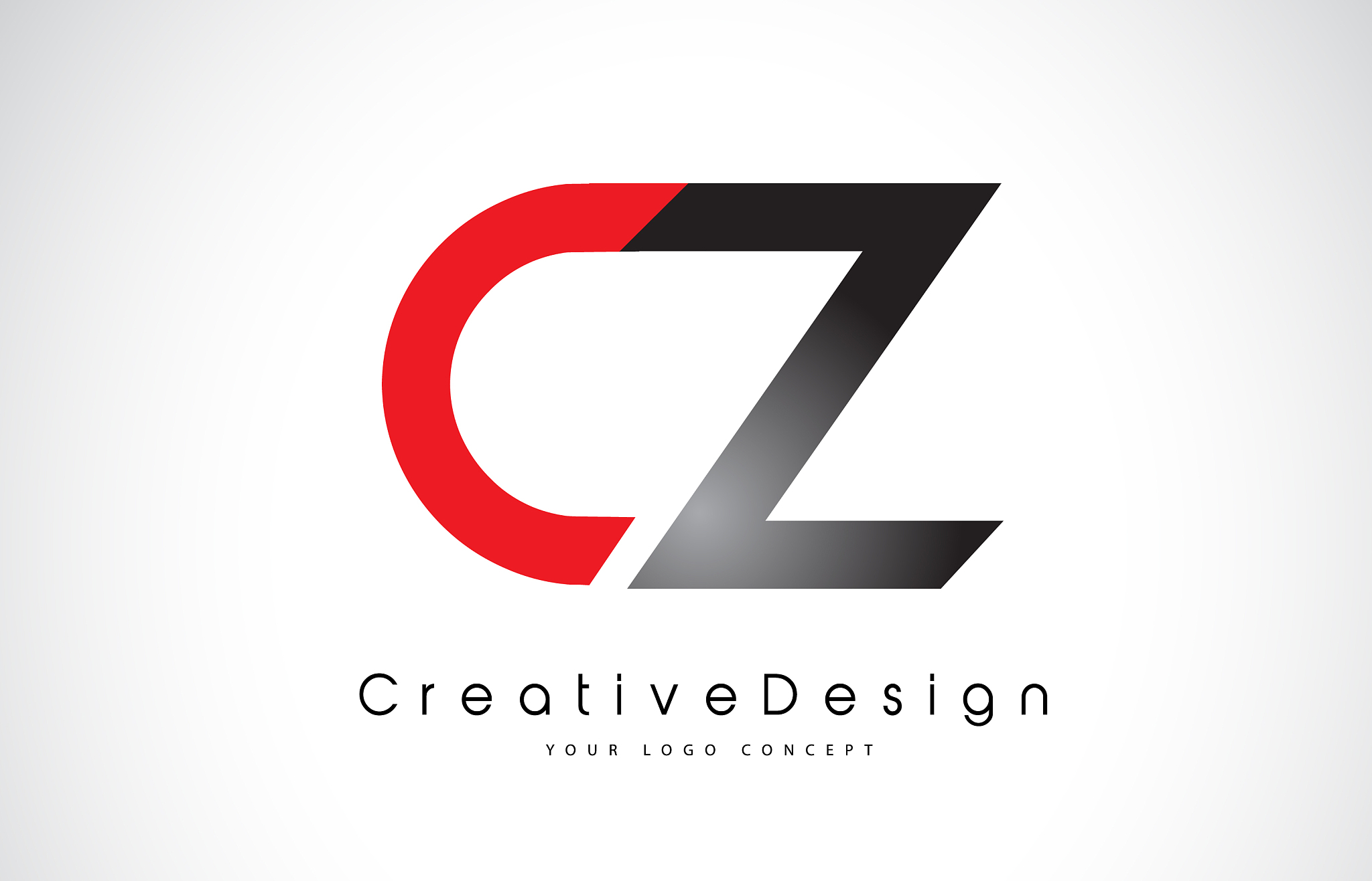 red and black cz c z letter logo design creative
