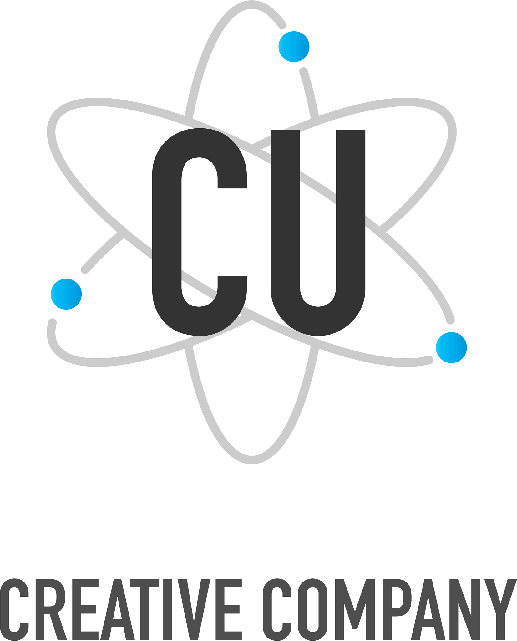 initial letter cu atom neutron design logo