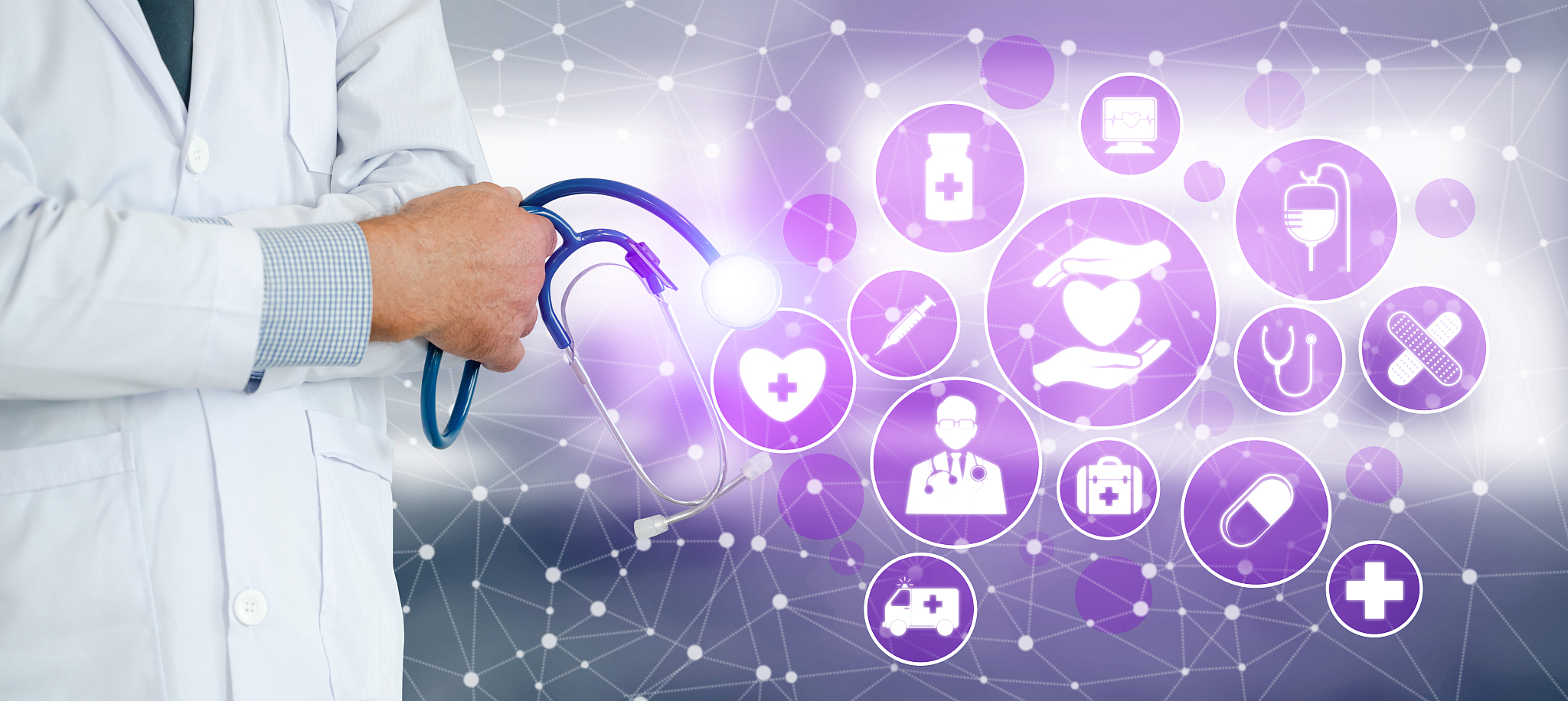 doctor with medical healthcare graphic in hospital