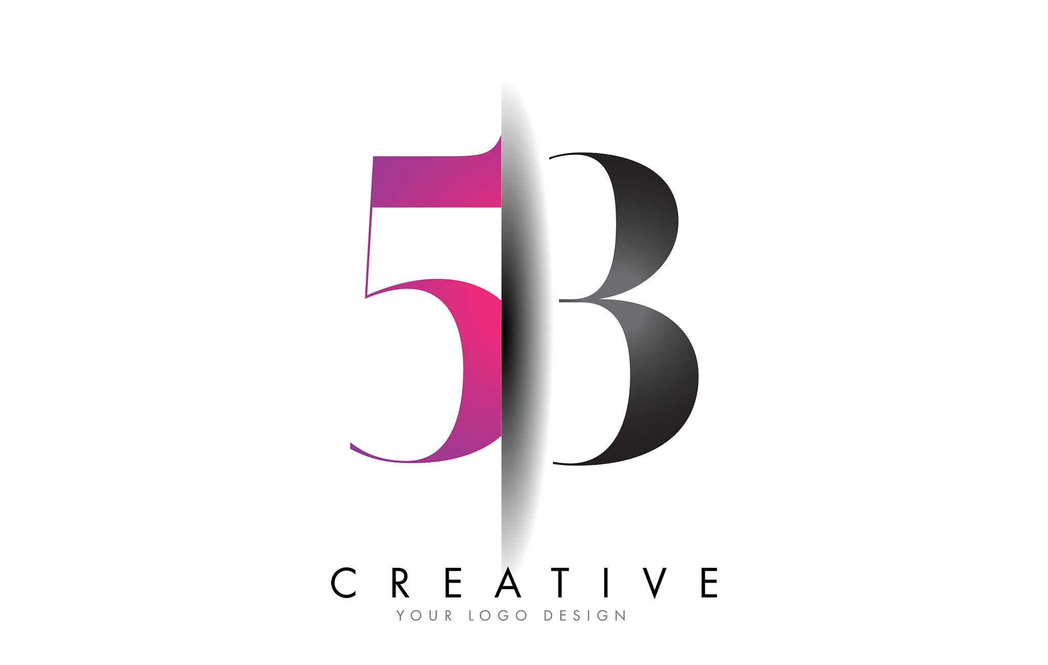 53 5 3 grey and pink number logo with creative