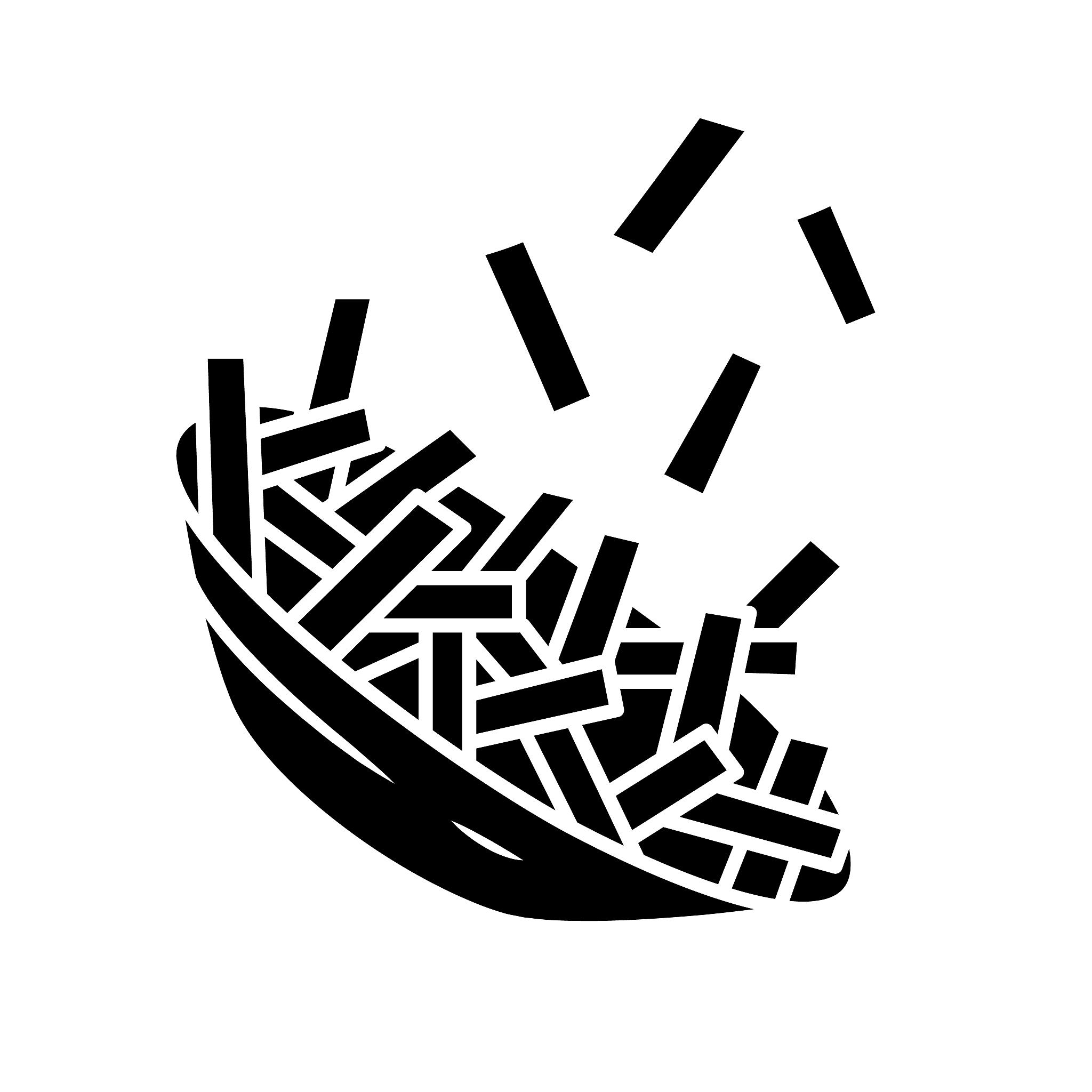 fried potato glyph icon. french fries, chips in bowl. fast food 