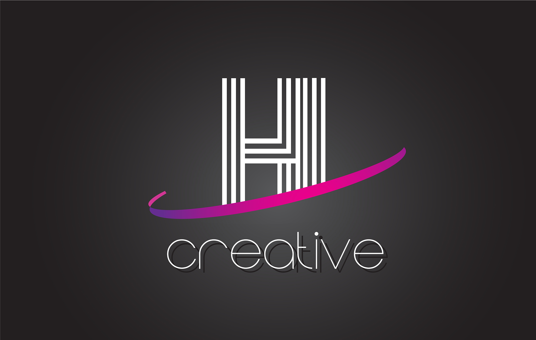 hi h i letter logo with lines design and purple