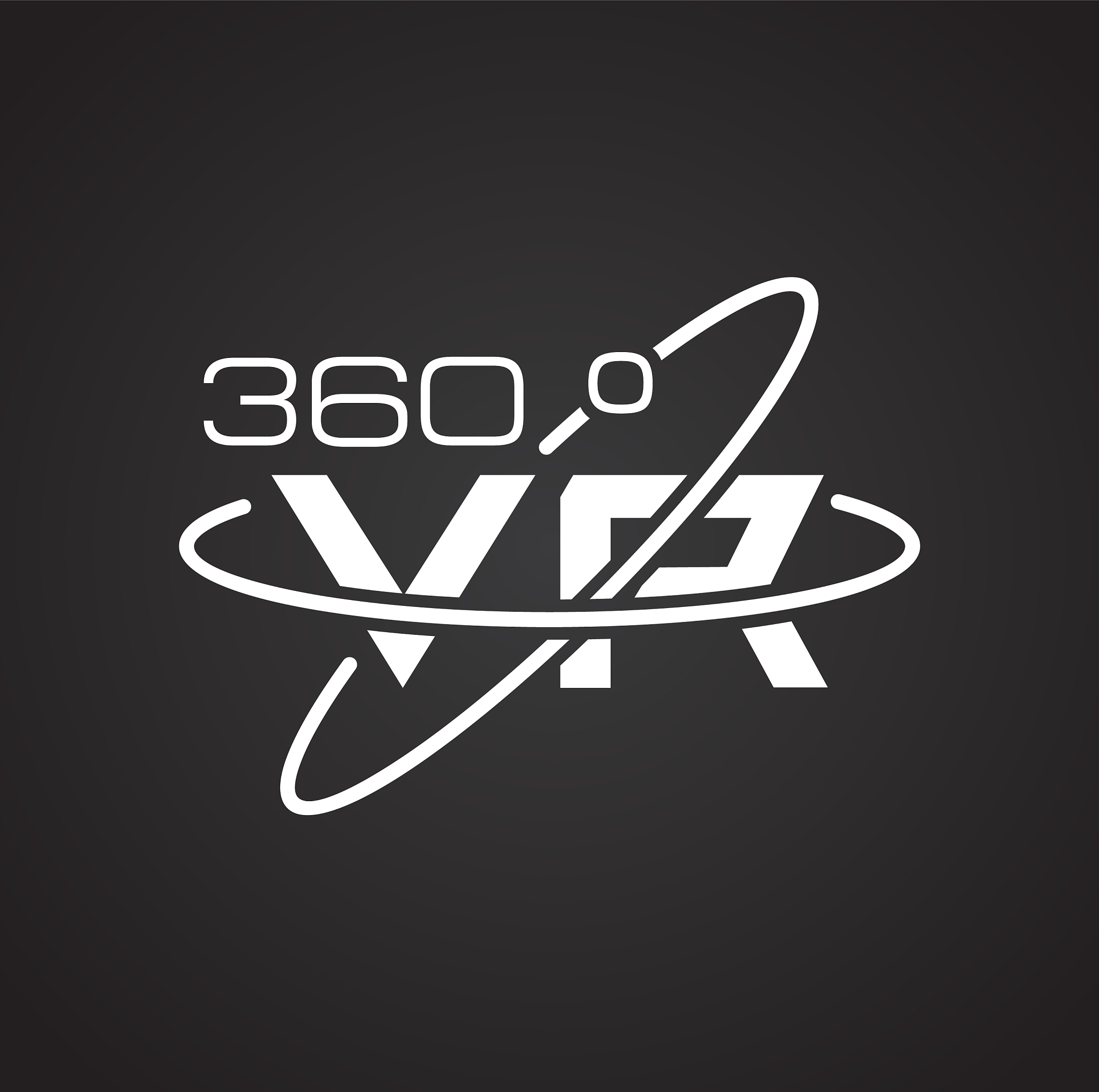 virtual reality 360 icon on black background for