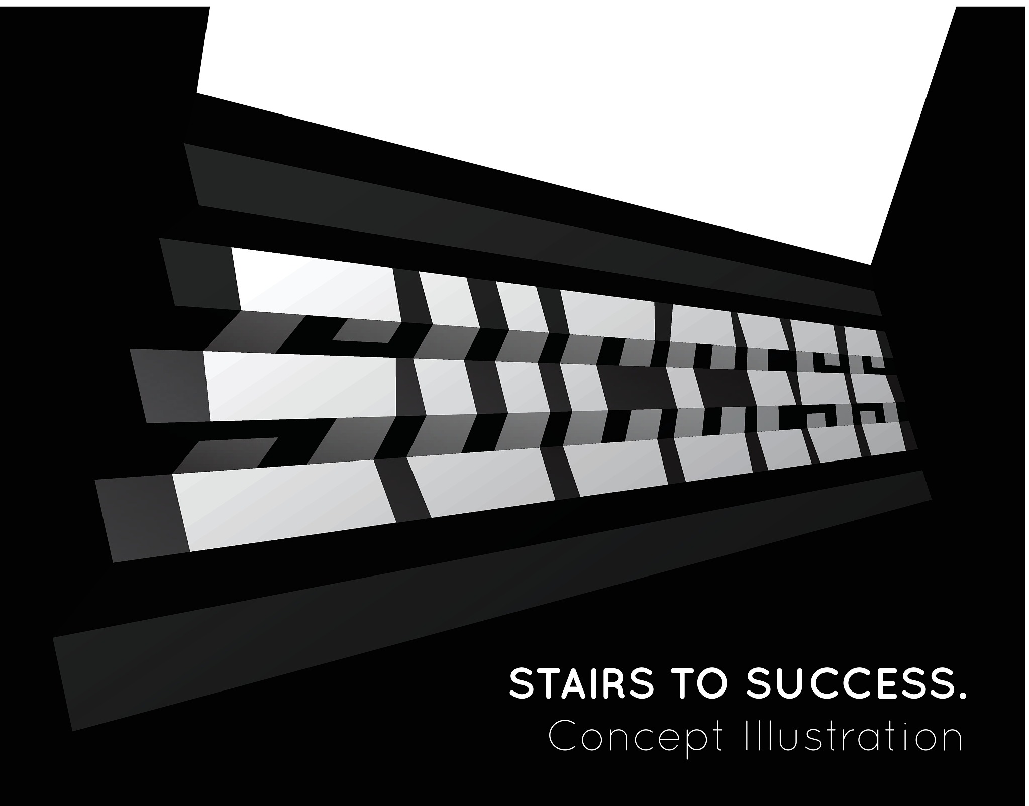 te word success on the stairs.