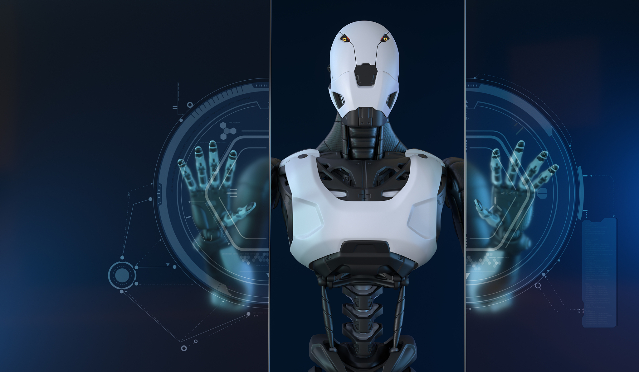 robot is working with data
