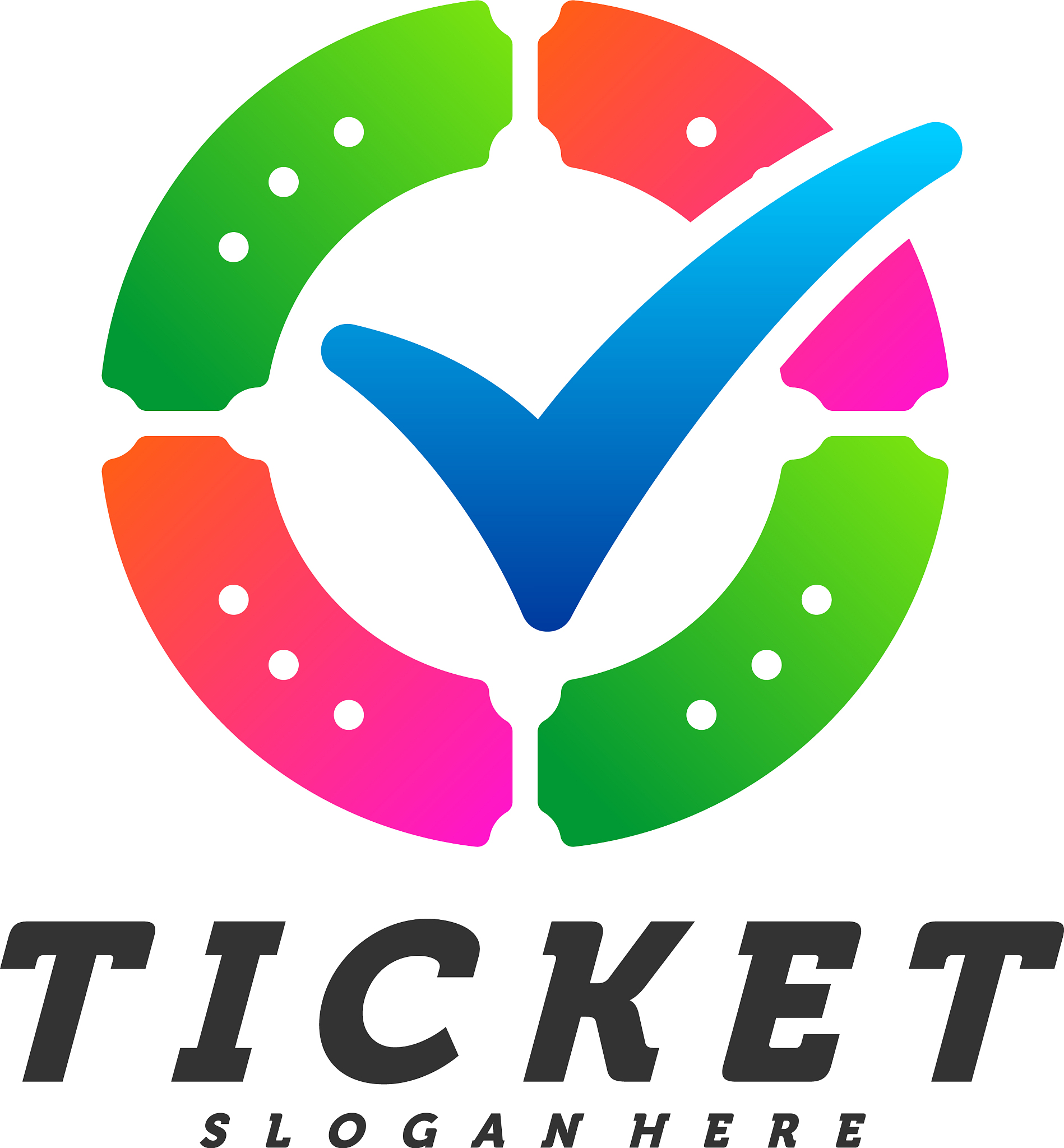 check tickets logo design concept template