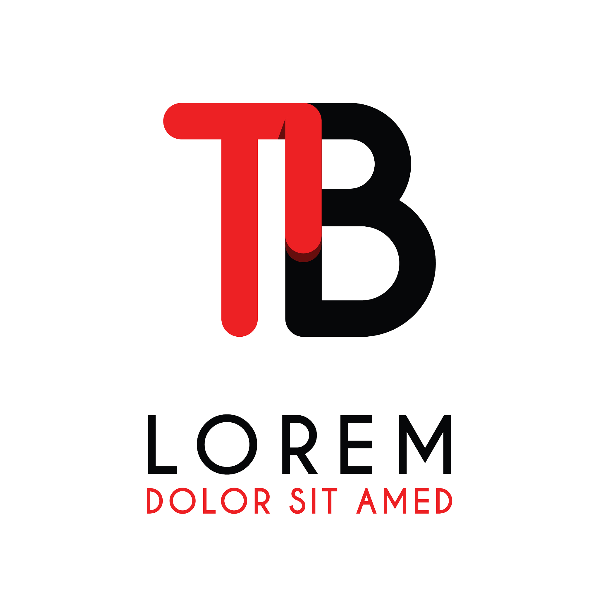 initial letter tb with red black and has rounded