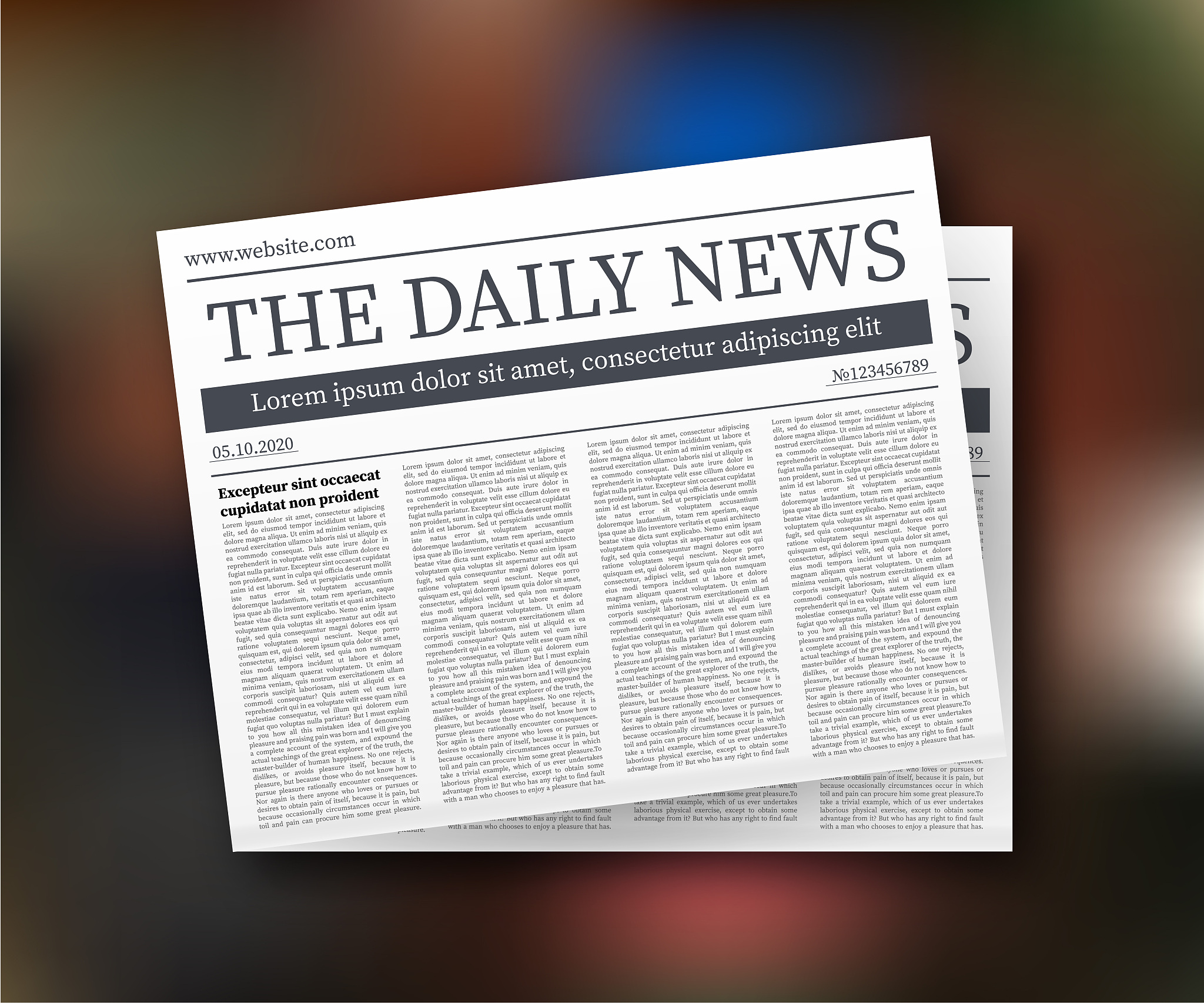 vector mock up of a blank daily newspaper. fully editable whole 