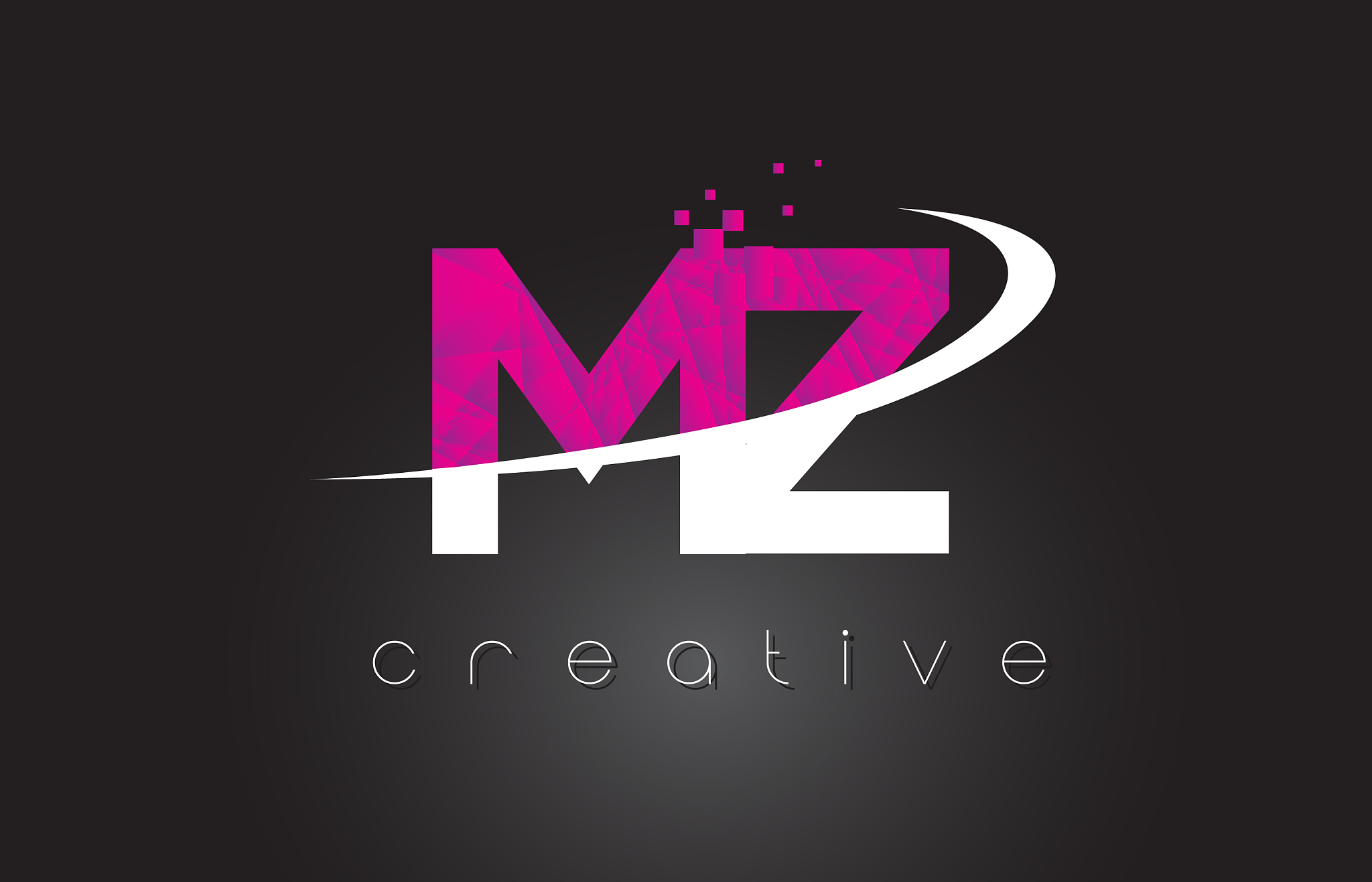 mz m z creative letters design with white pink