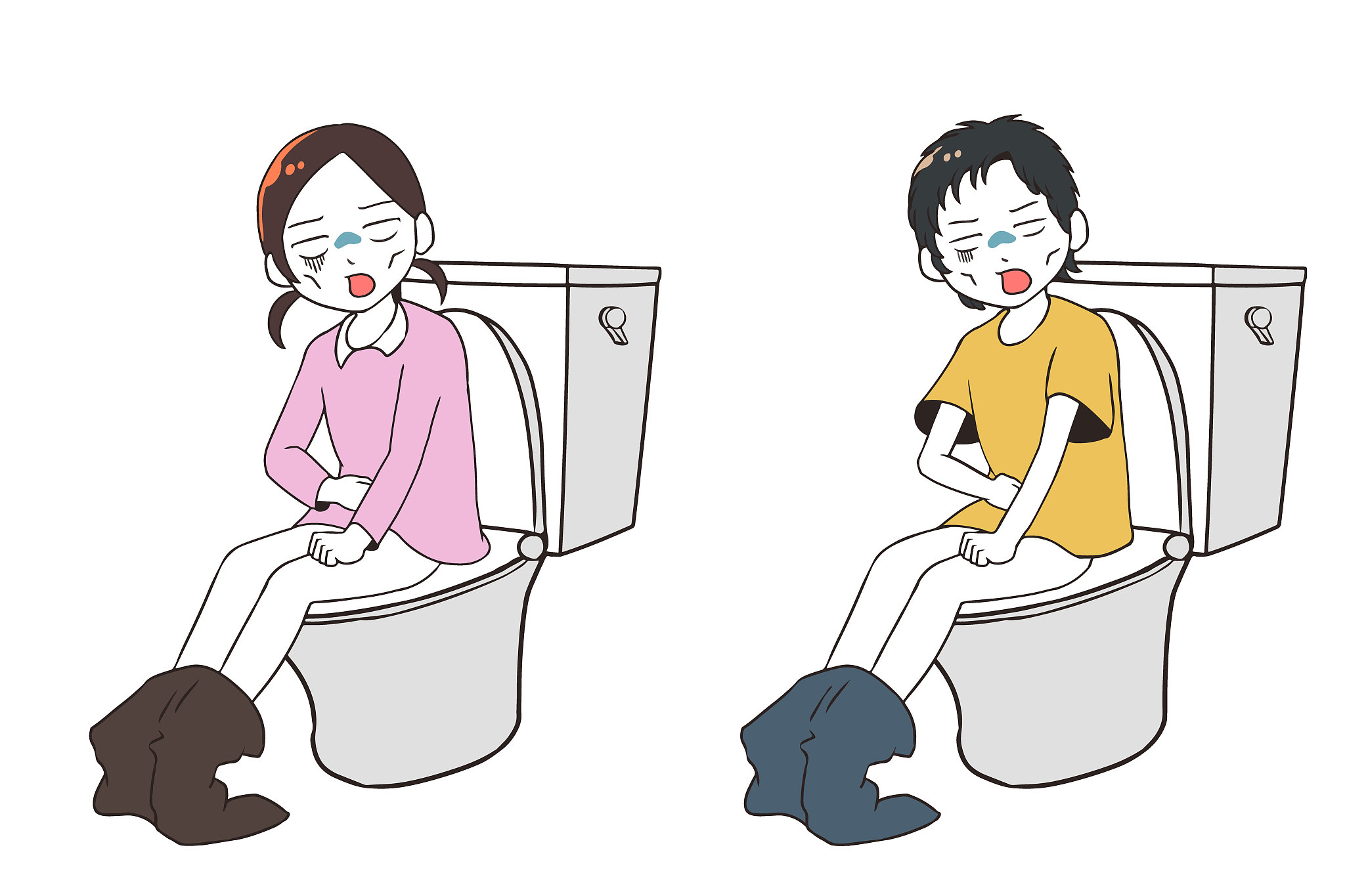 a child messing with a toilet (manga style)