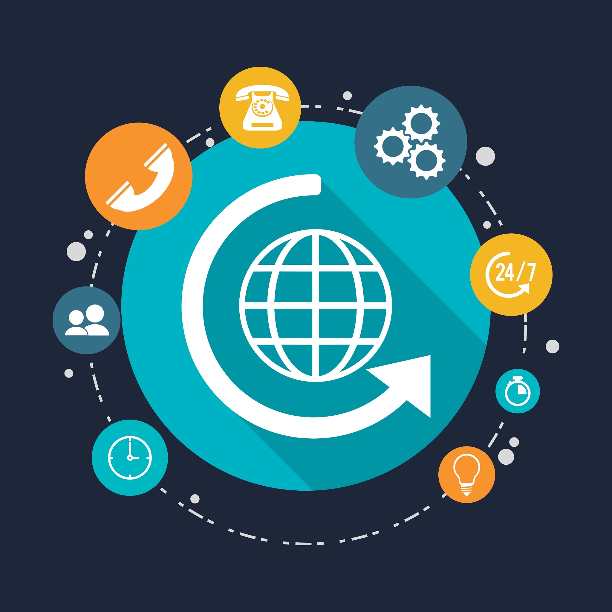 online support or call center related icons image
