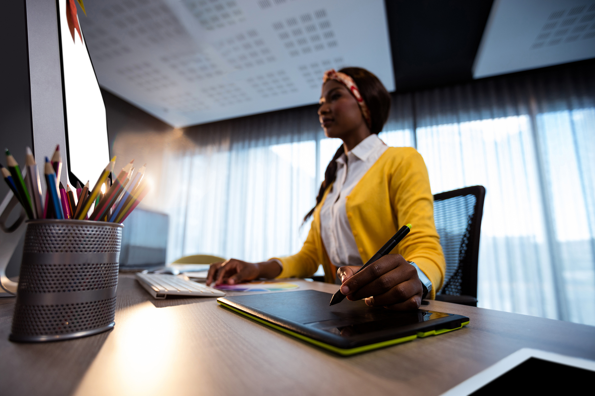 businesswoman working on her computer