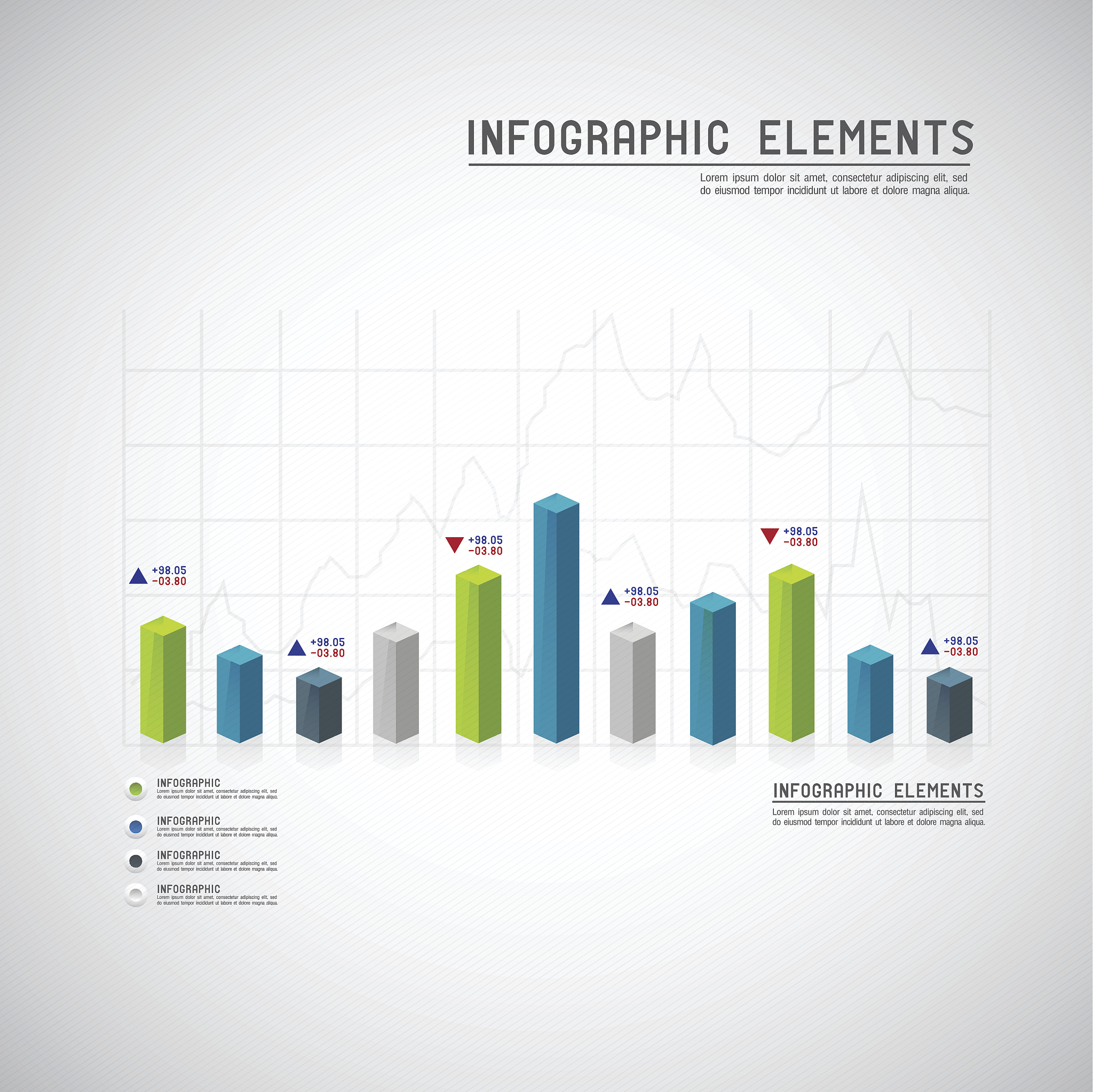 set of different graphs and charts, vector eps10 illustration