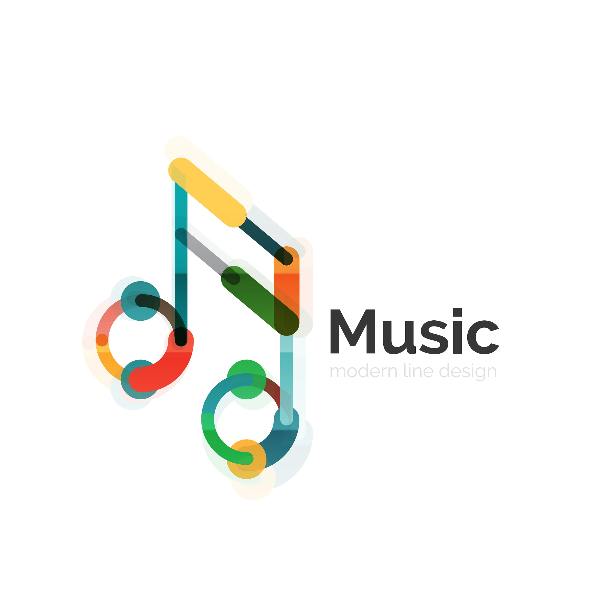 music note logo flat thin line geometric design