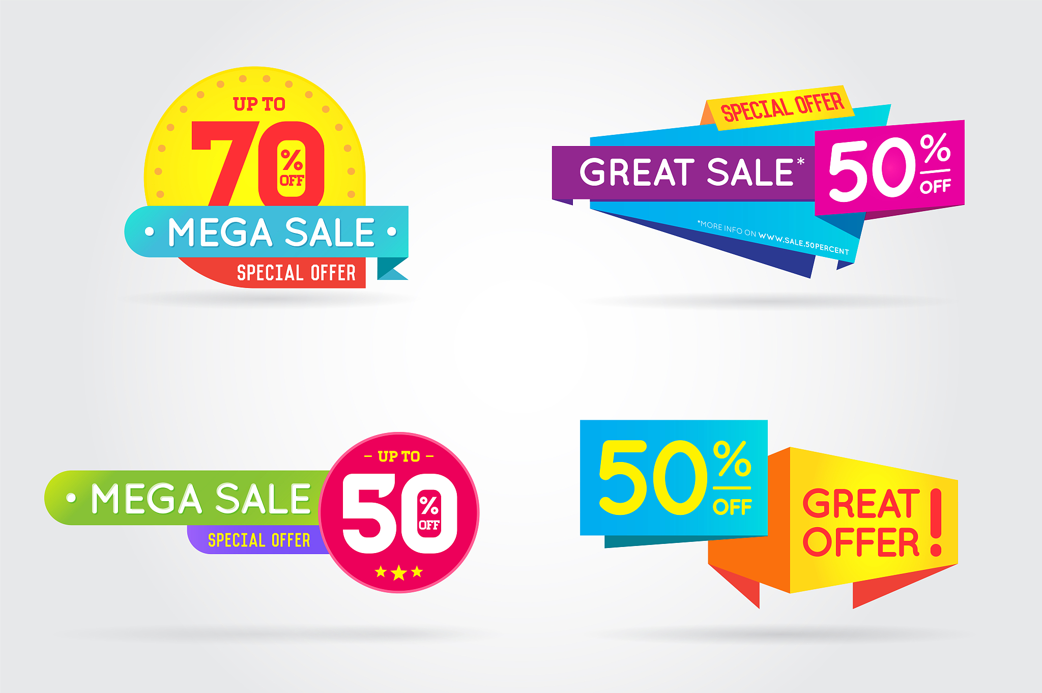 set of sale sign banner poster ready for web and print. vector.