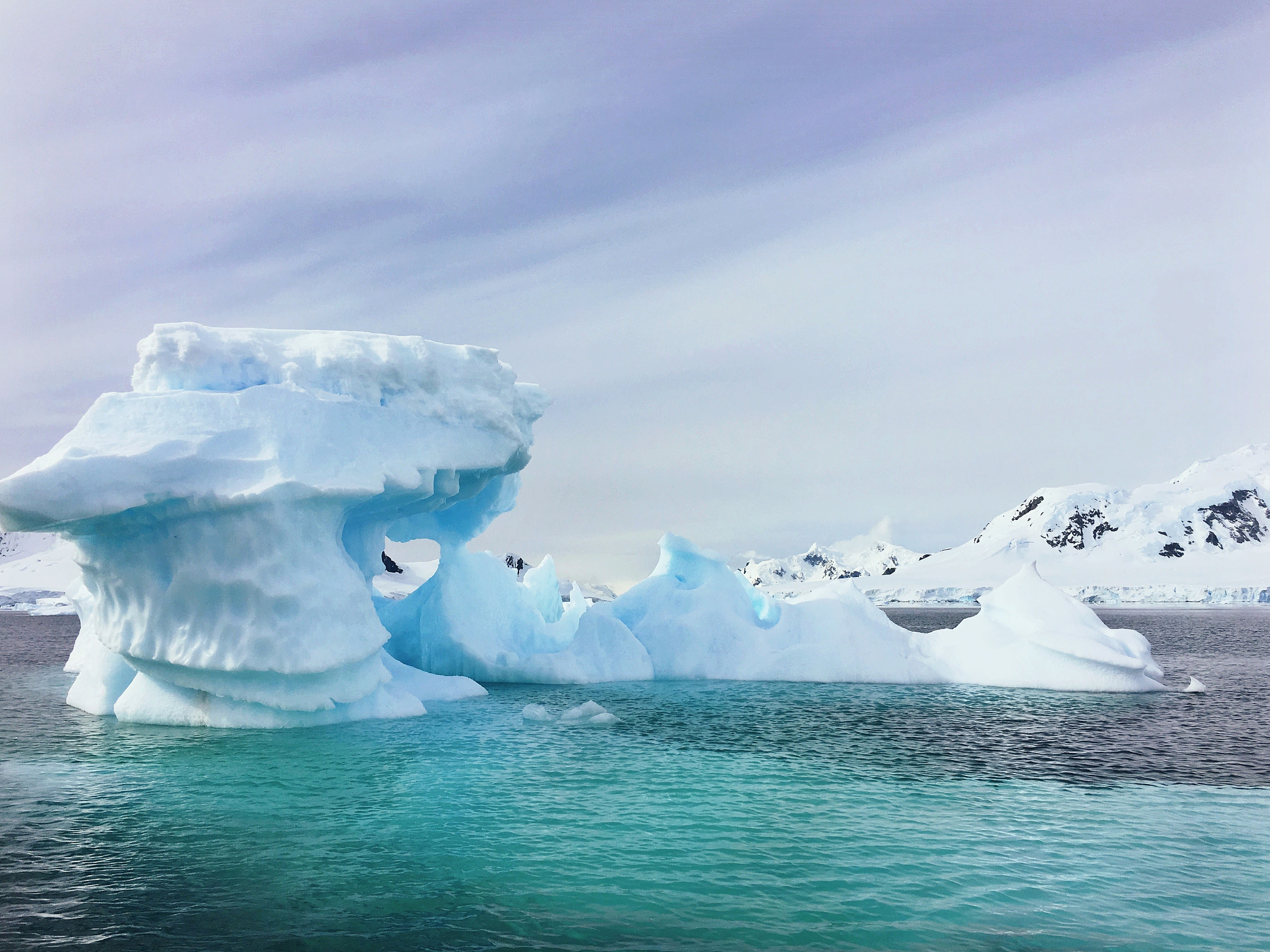 scenic view of icebergs in lake against sky