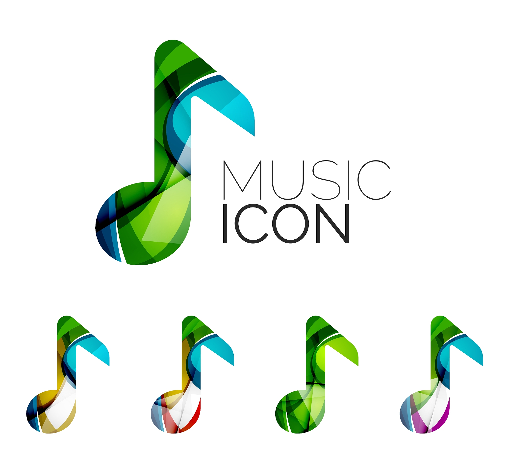 set of abstract music note icon business logotype