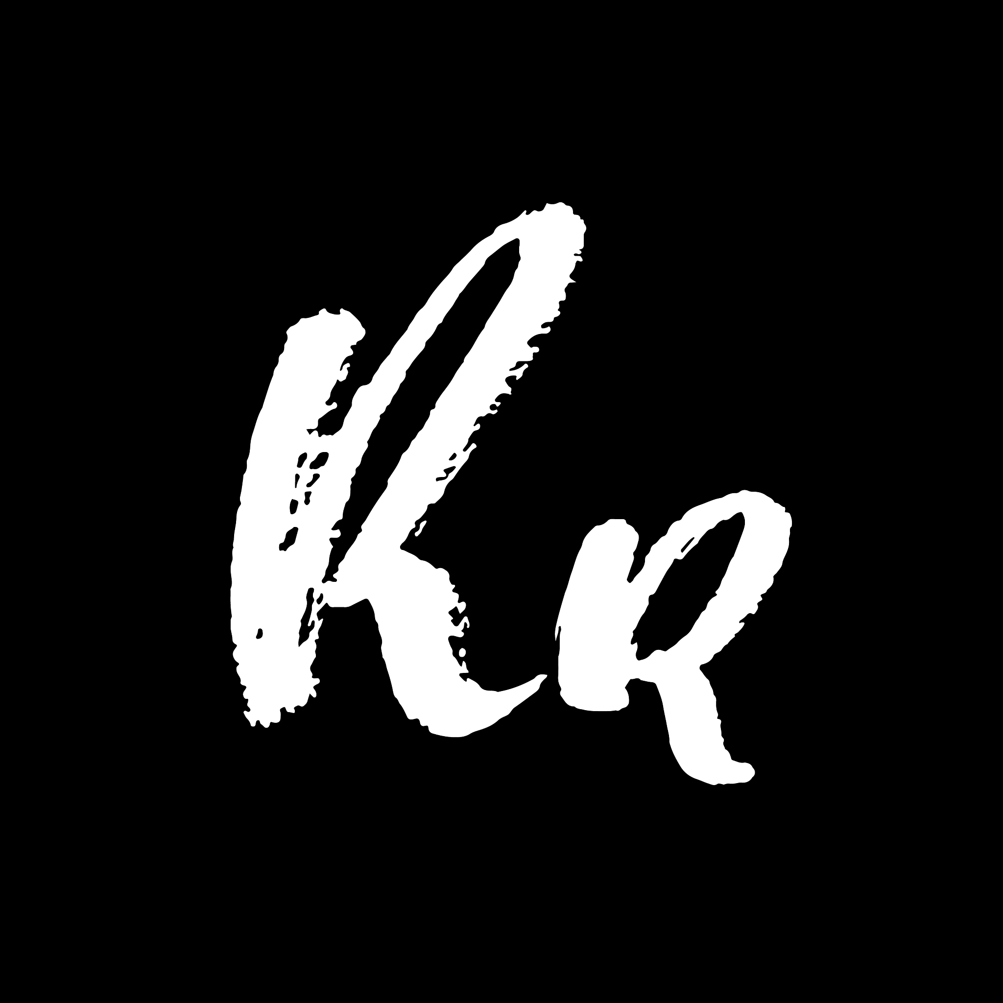 letter r handwritten by dry brush rough strokes