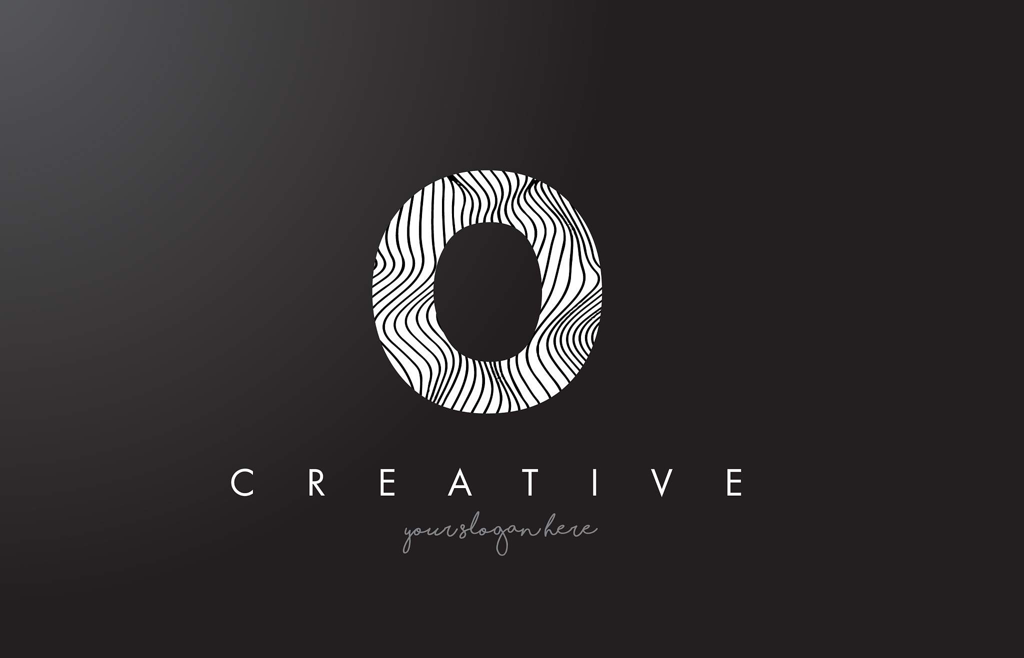 o letter logo with zebra lines texture design