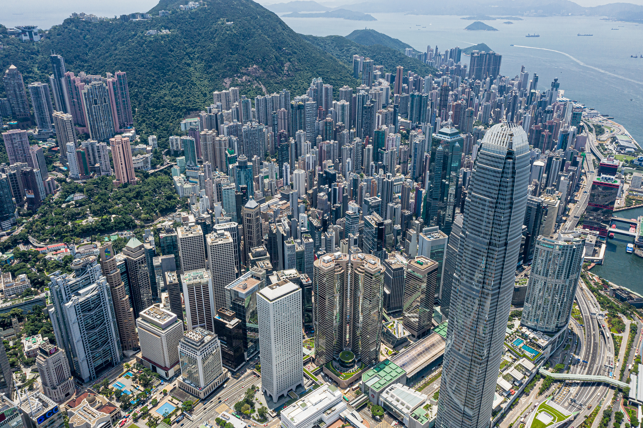 hong kong city drone view