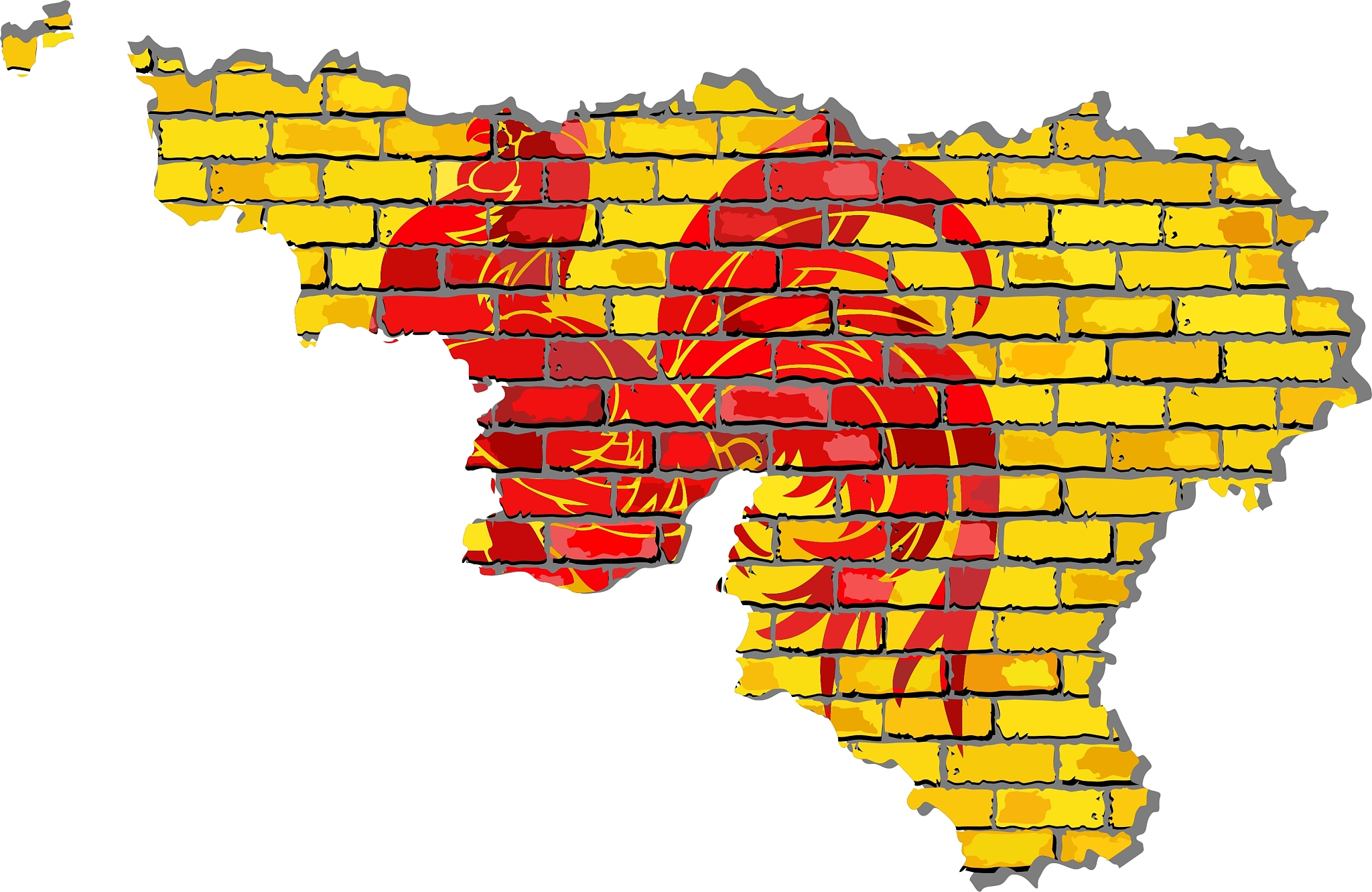 walloon map on a brick wall