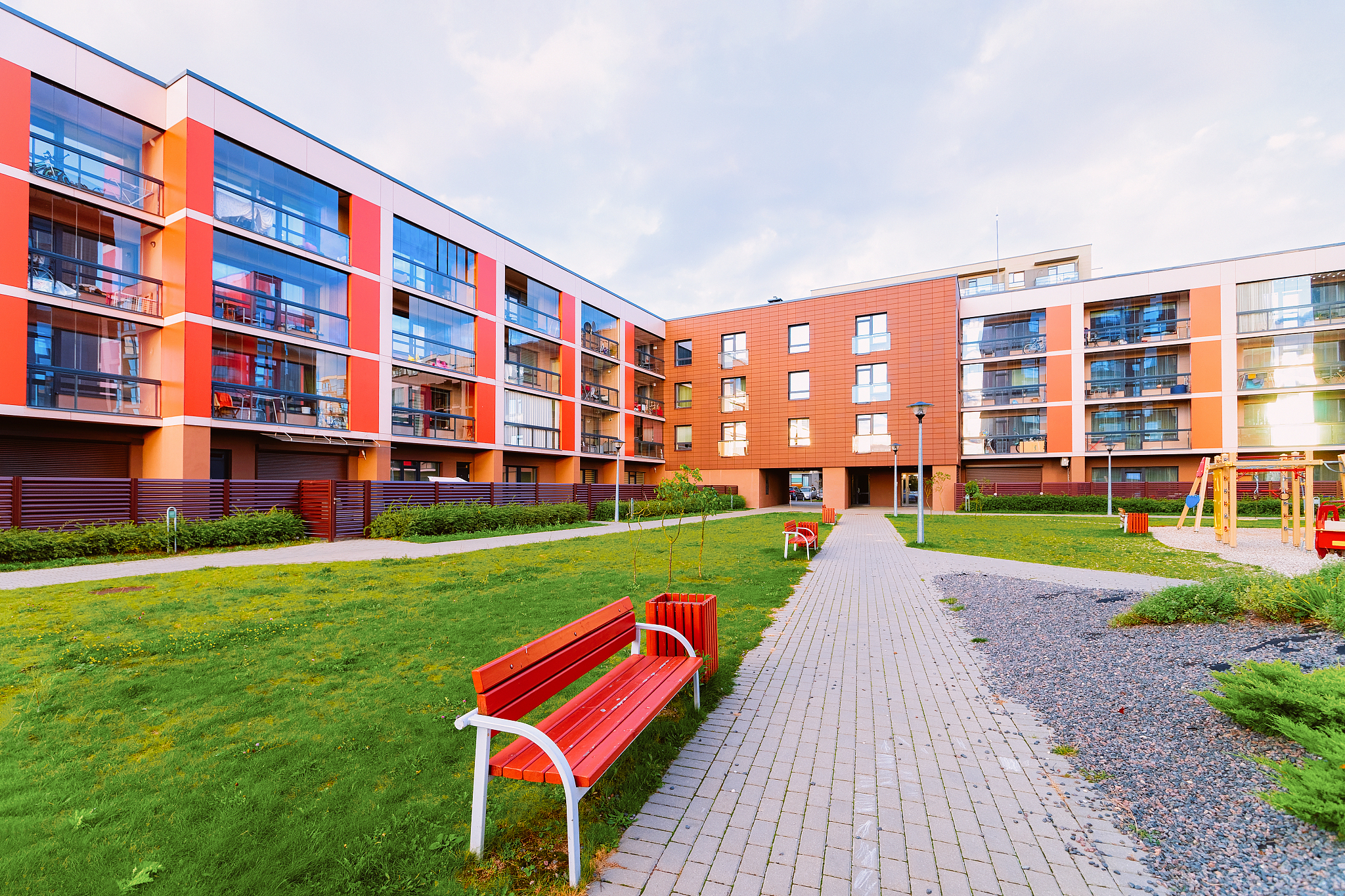 apartment home and house building complex concept playground