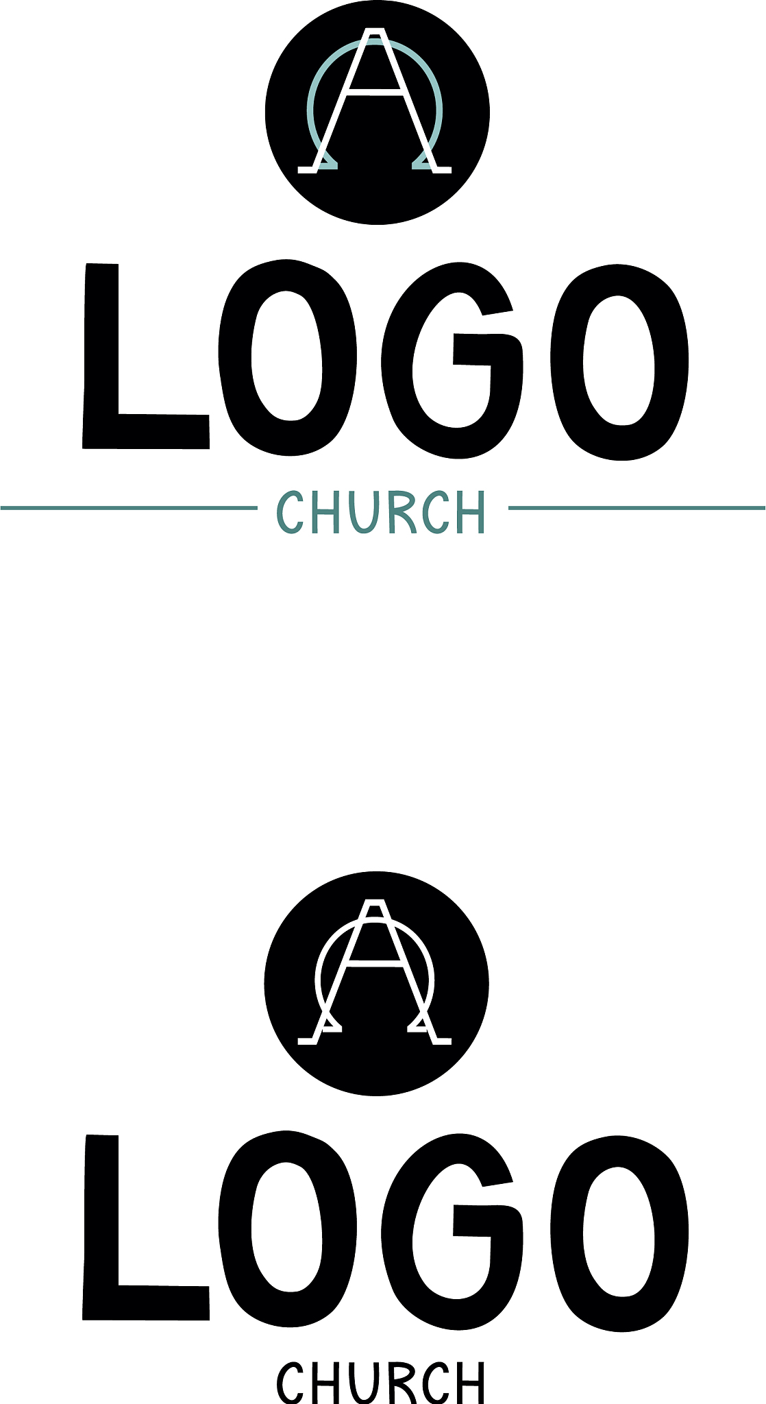church logo with the alpha and omega