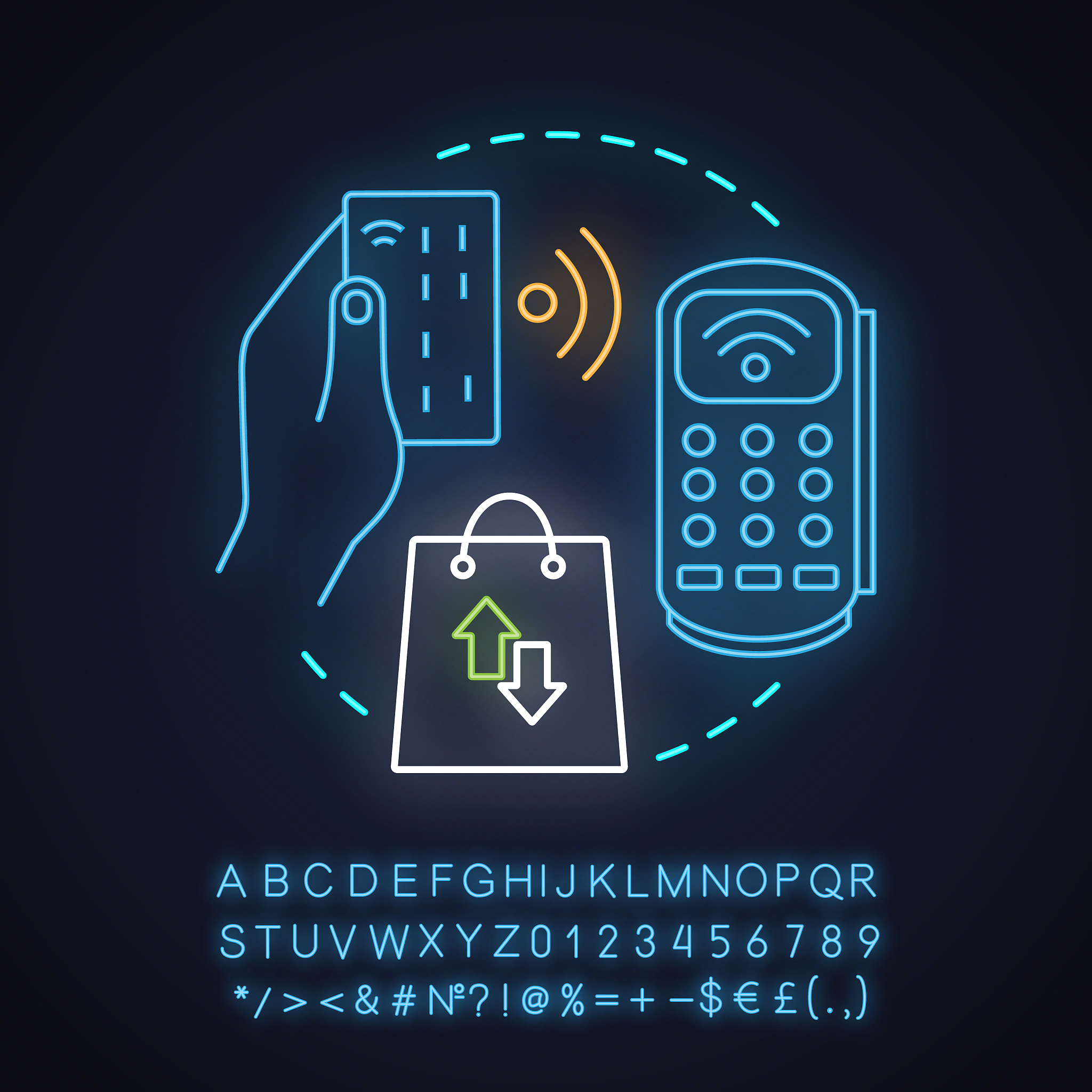 merchant services neon light concept icon