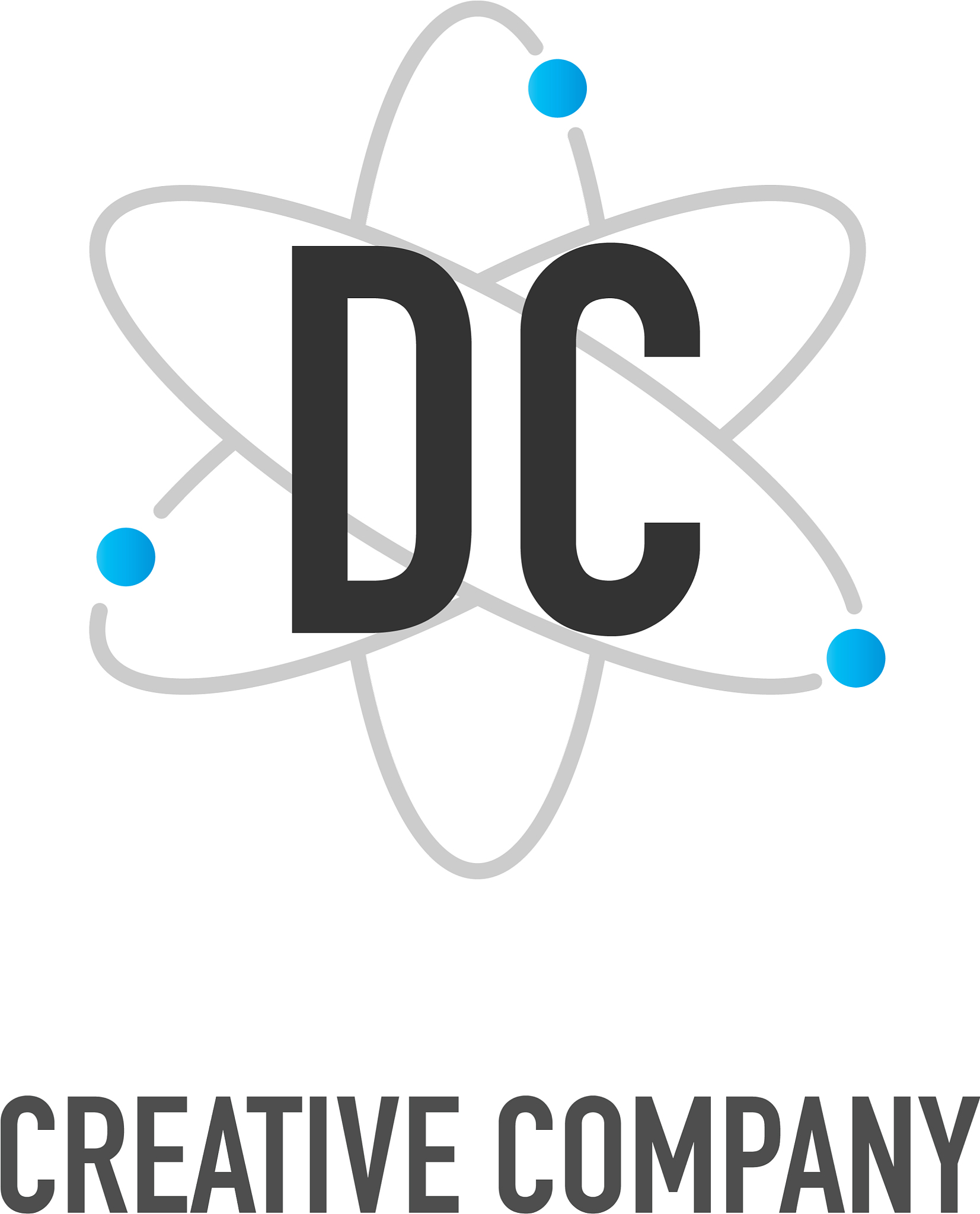initial letter dc atom neutron design logo
