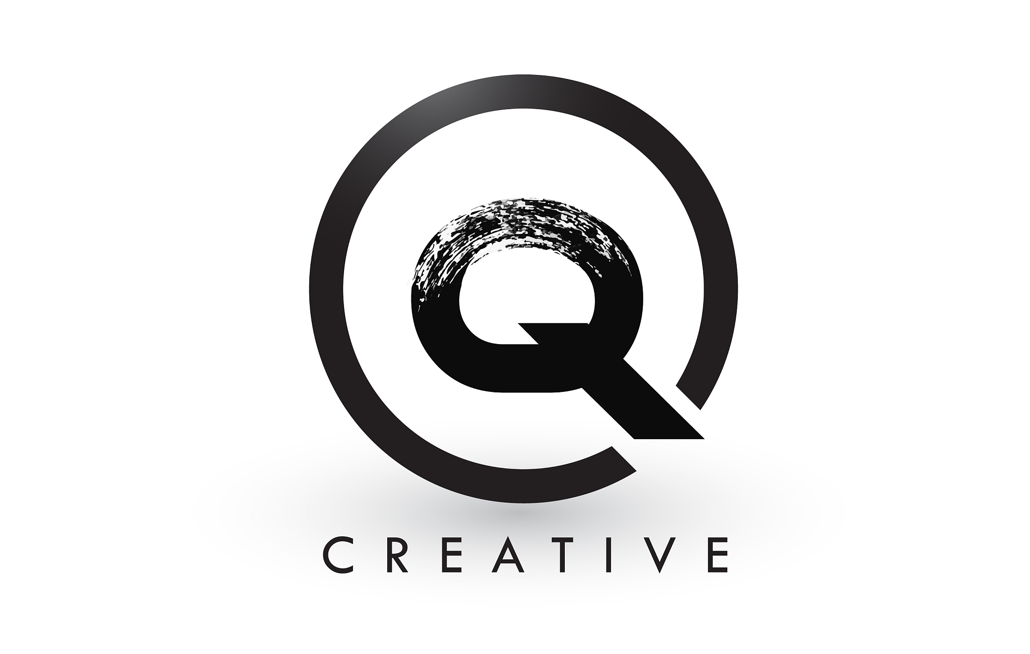 q brush letter logo design creative brushed