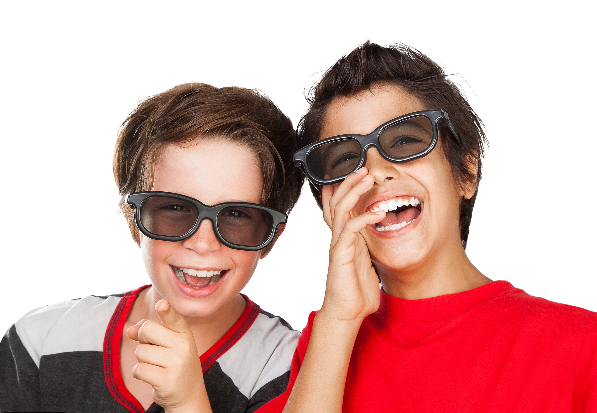 happy boys watching movie