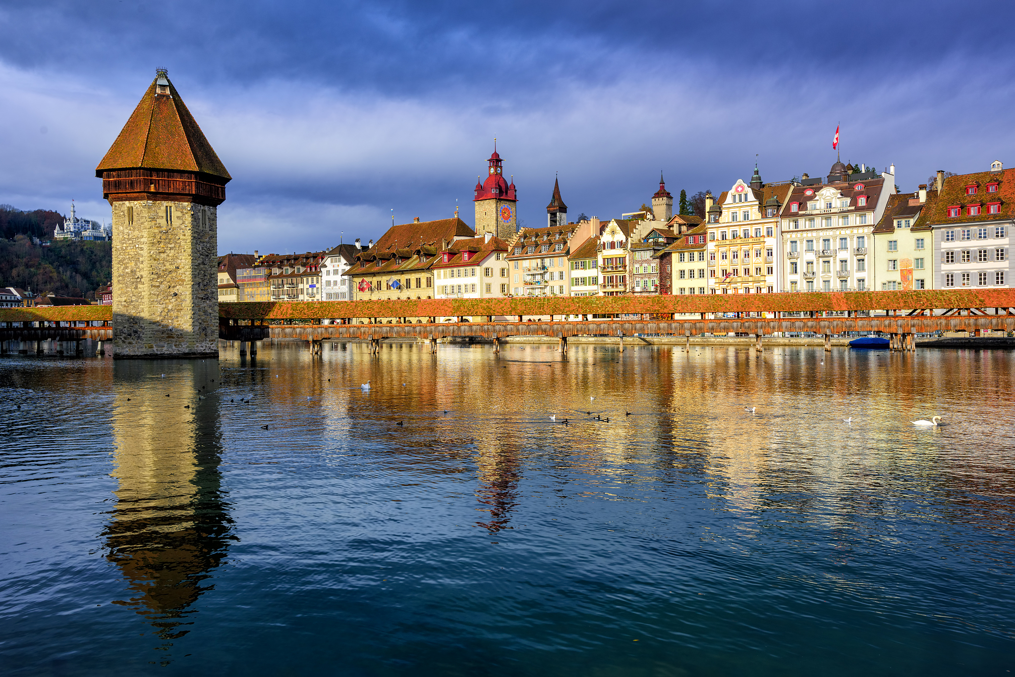 chapel bridge and old town lucerne, switzerland