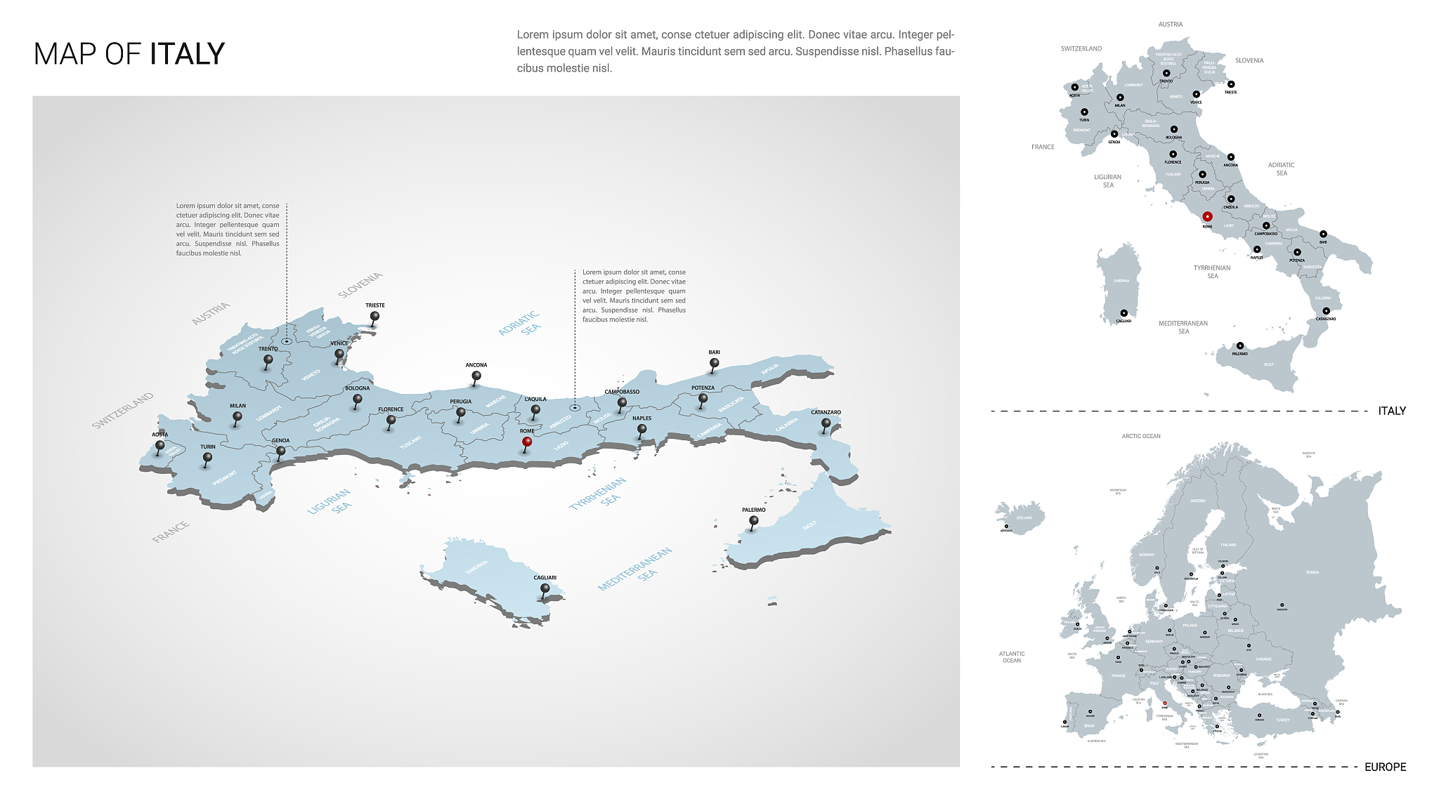 vector set of  italy country.  isometric 3d map, italy map, euro