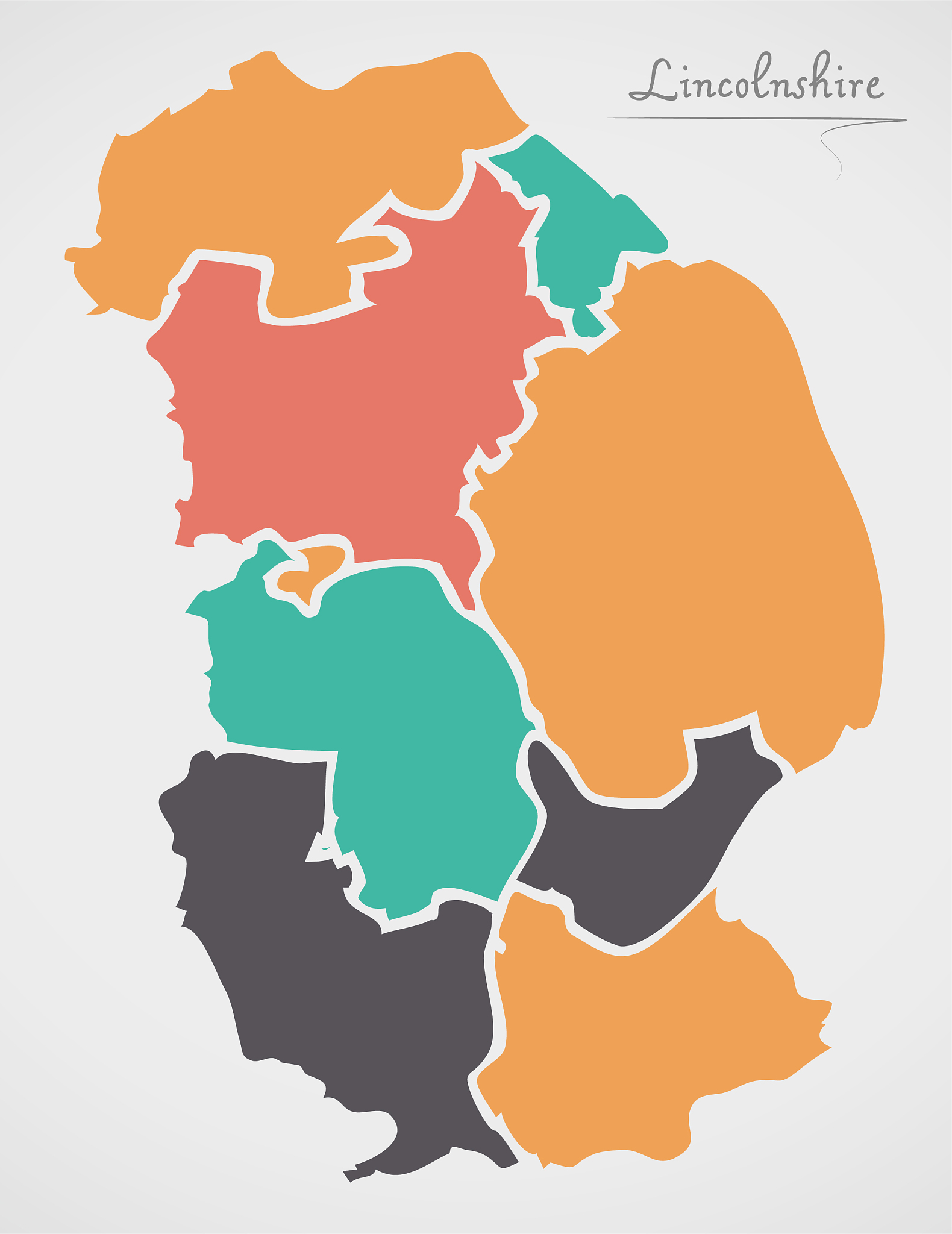 lincolnshire england map with states and modern