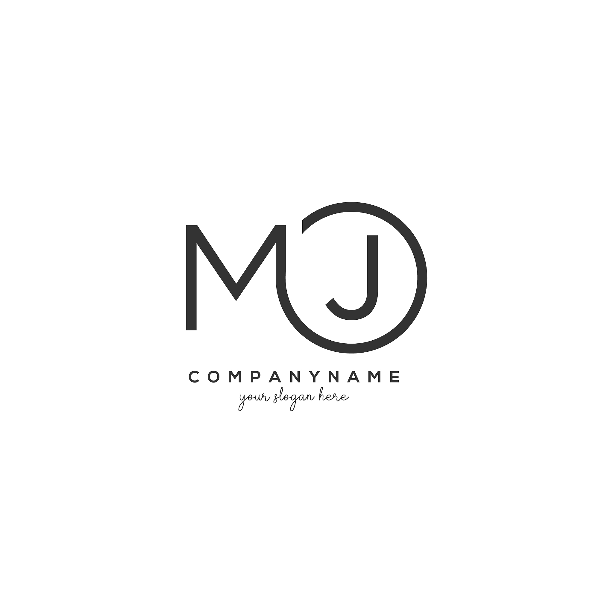 initial mj letter logo with circle template