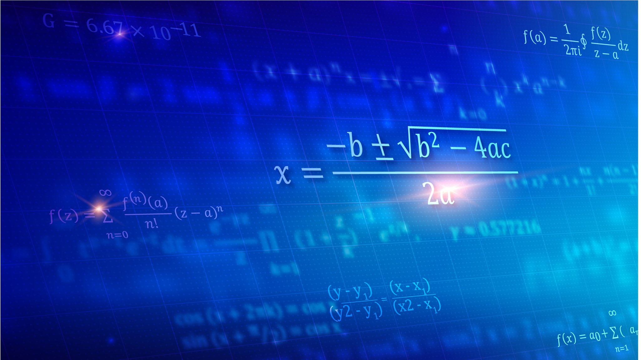 mathematical formulas floating in perspective