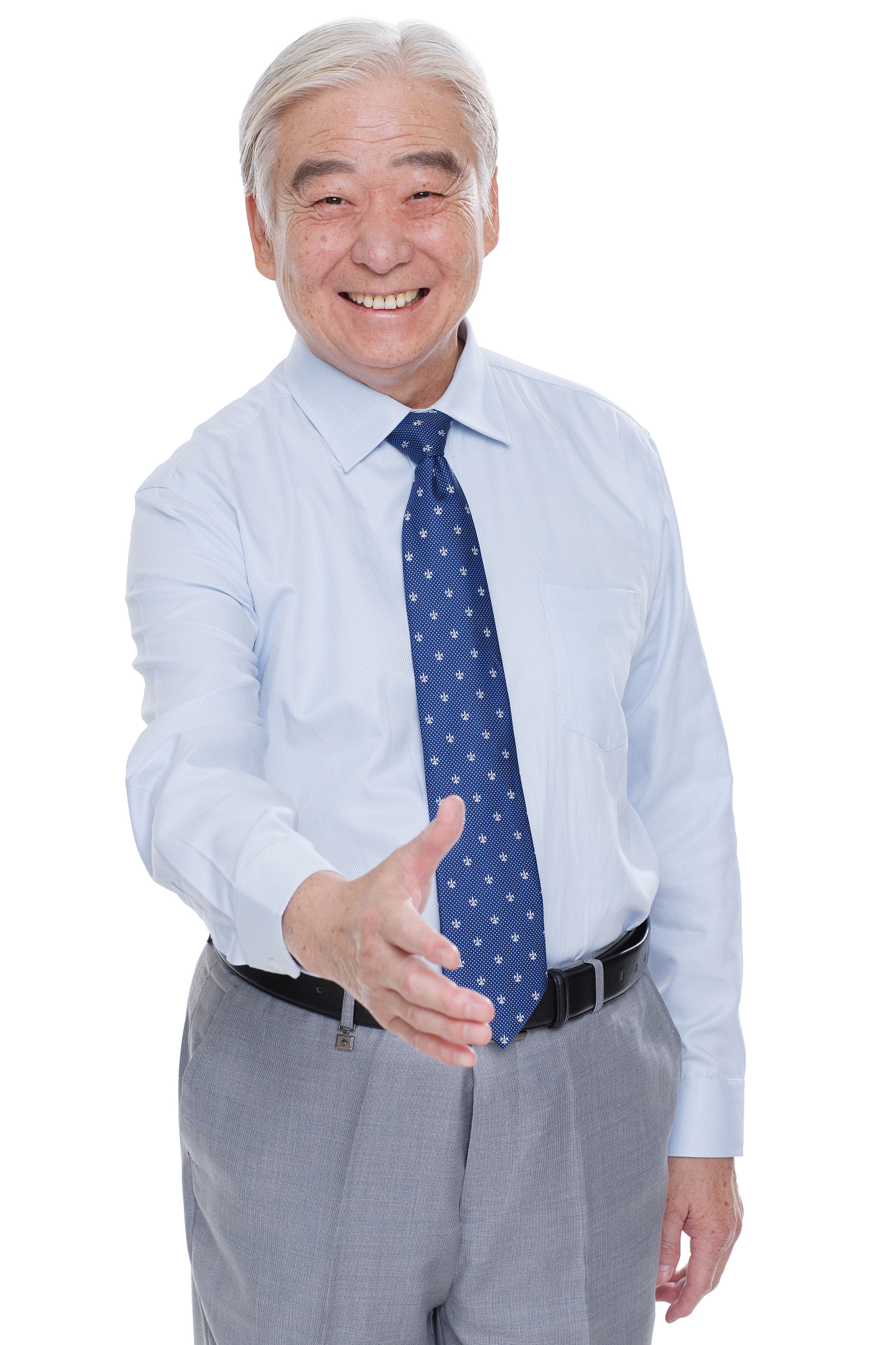 商务老年男人伸手