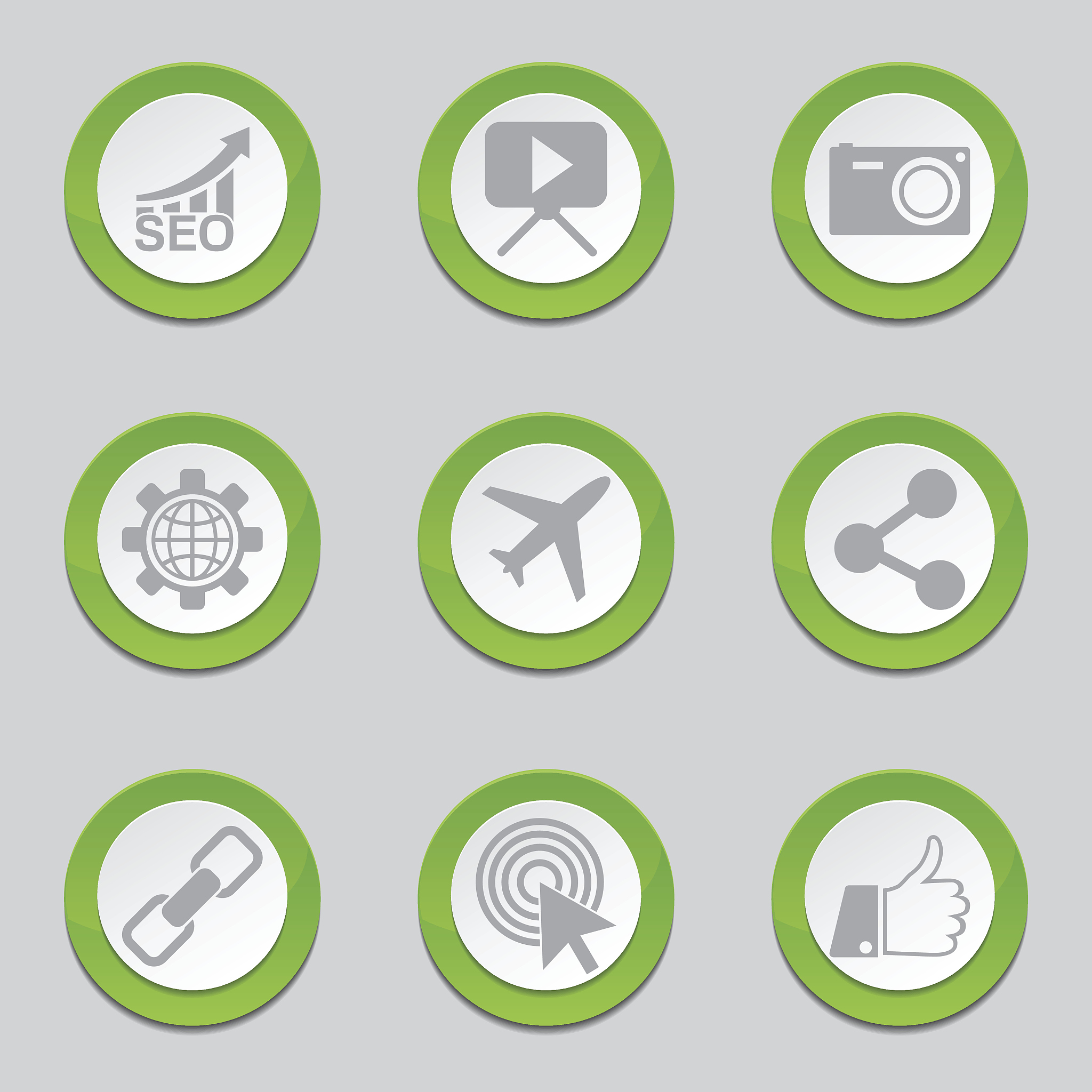 seo internet sign green vector button icon design set 1