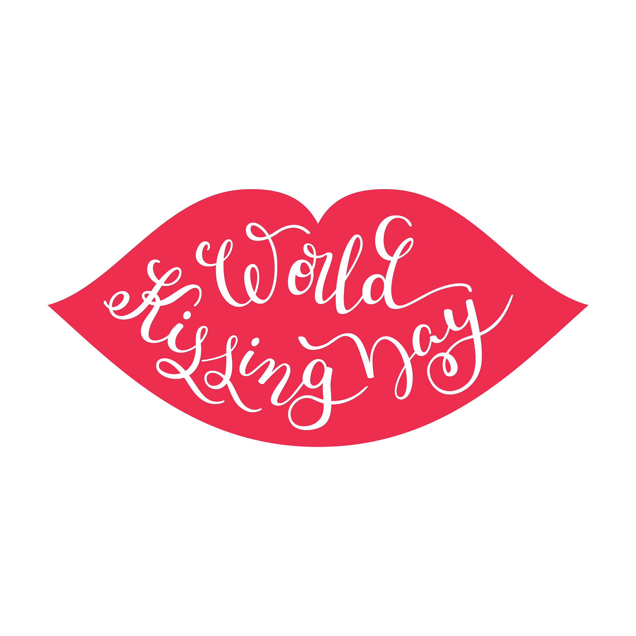 world kissing day hand lettering with lips.