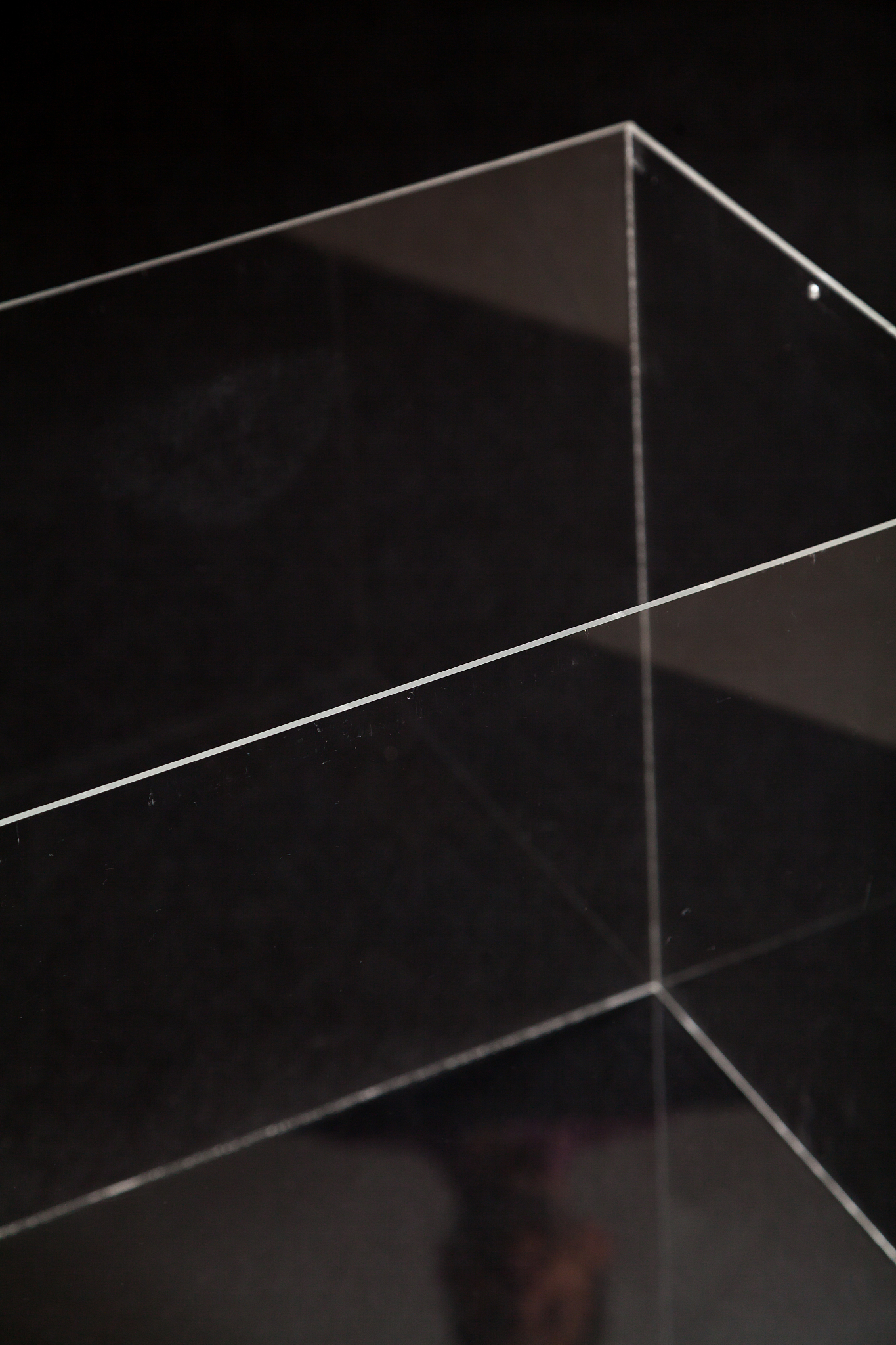 glass transparent box on black background