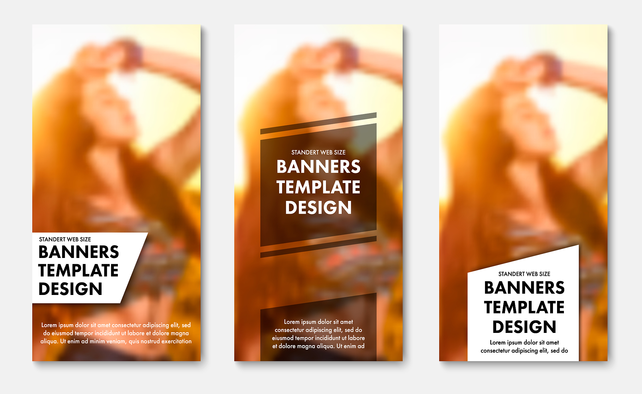 templates for vertical web banners with transparent white and bl