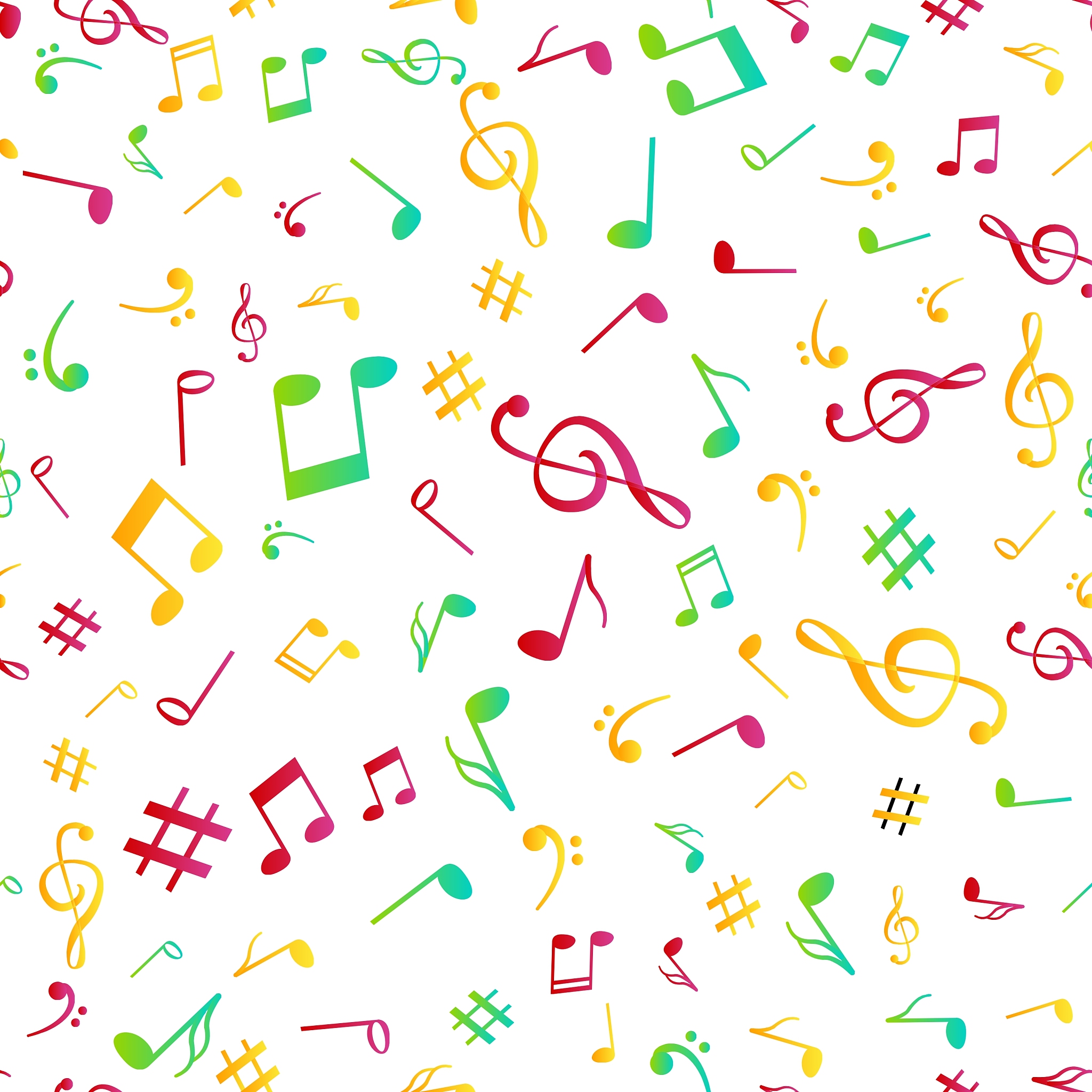 abstract music colorful notes seamless pattern