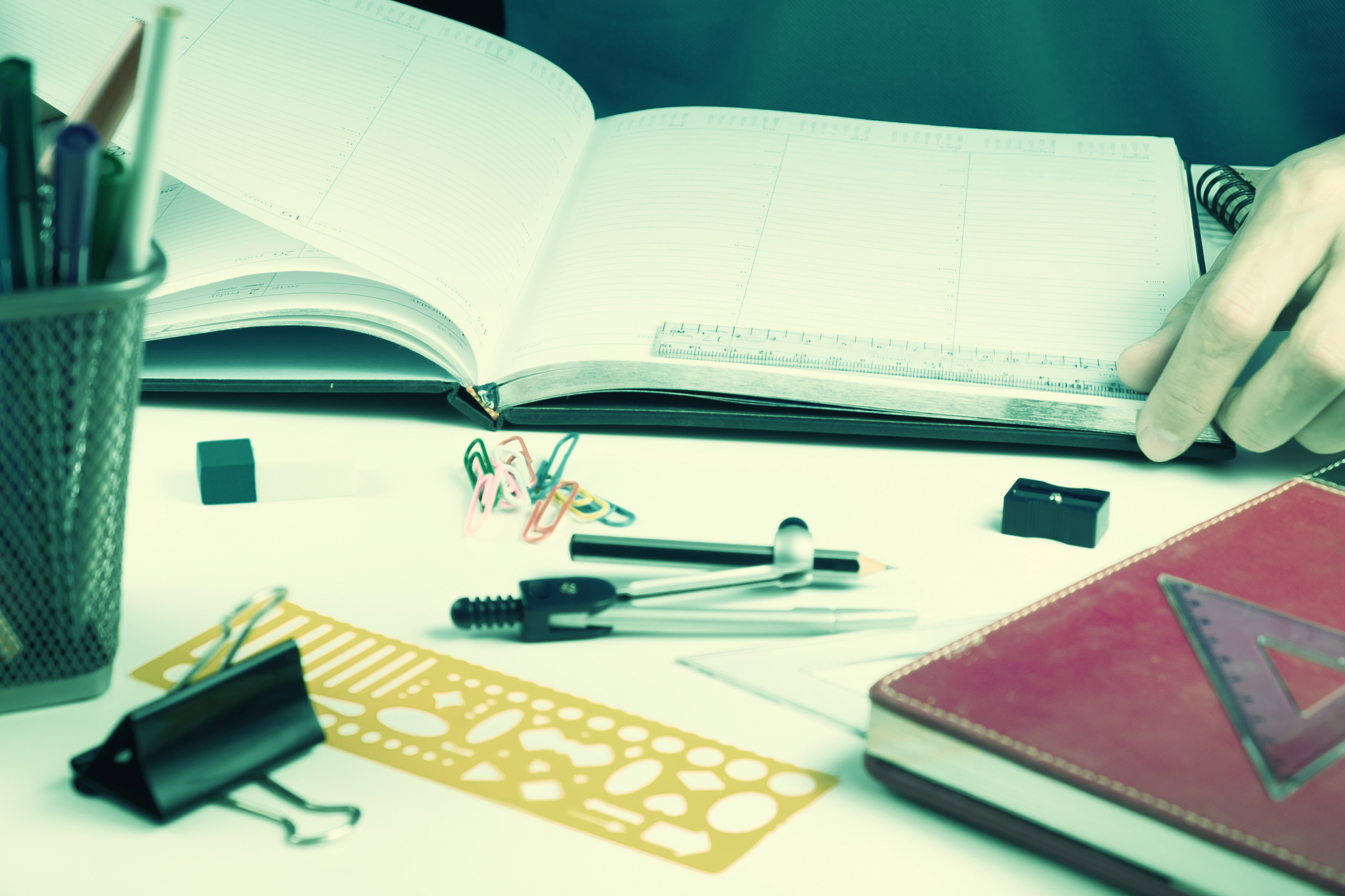 man checking  on notebook for education.