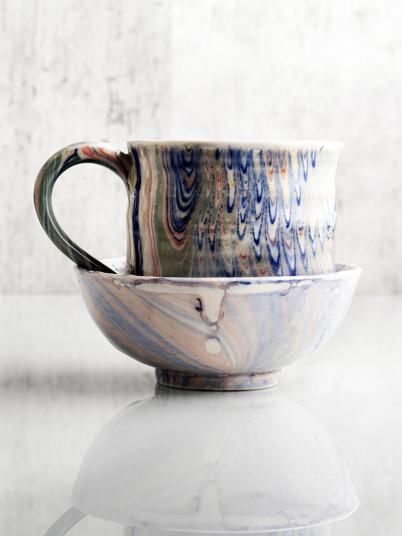 coffee set, empty cup, empty coffee cup and teacup, colorful cof