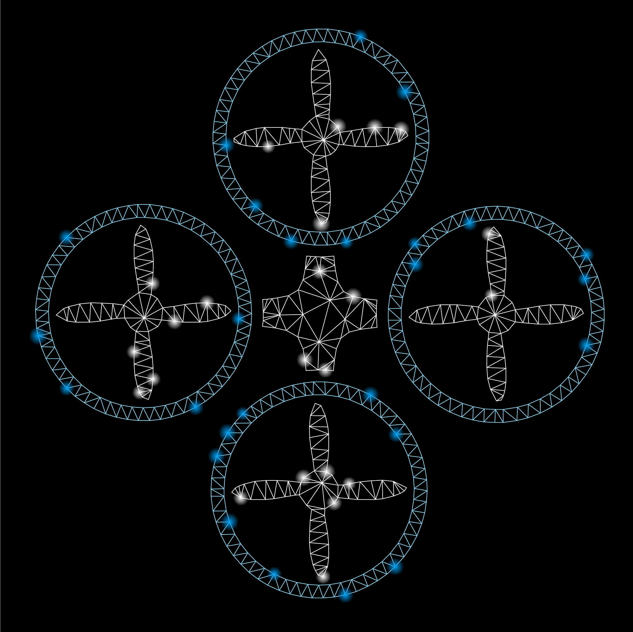 flare mesh 2d quadcopter with flare spots