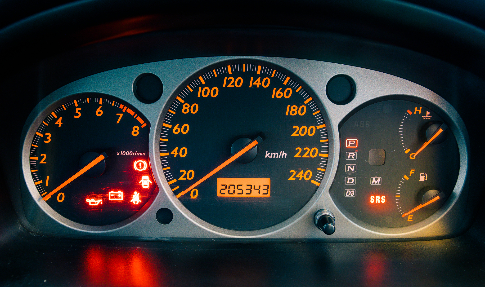 close-up of dashboard of car